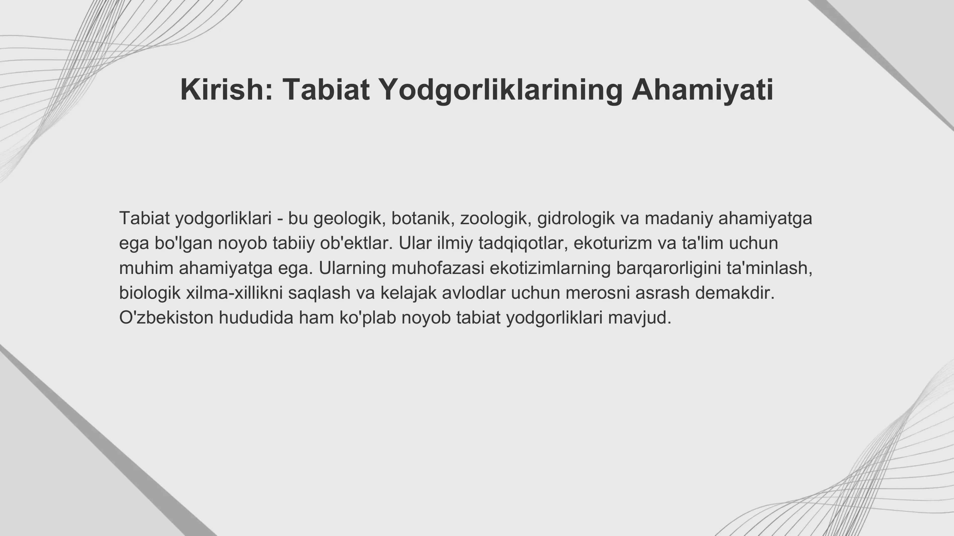 O'zbekistonning Noyob Tabiat Yodgorliklari: Muhofaza va Foydalanish Strategiyalari 2
