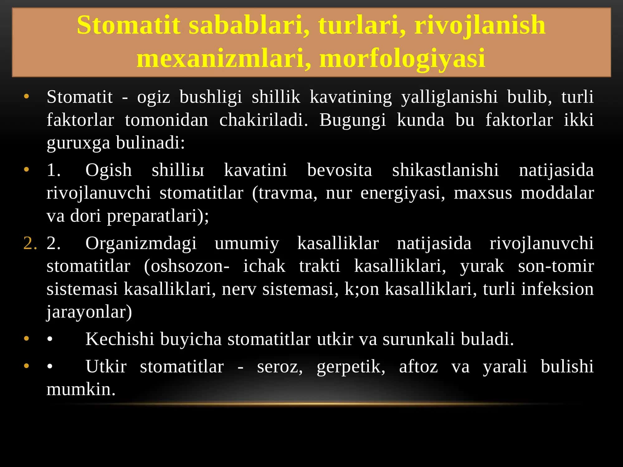 Og’iz bo’shlig’i shilliq qavati va yuz-jag’ soxasining yallig’lanishli kasalliklari 2