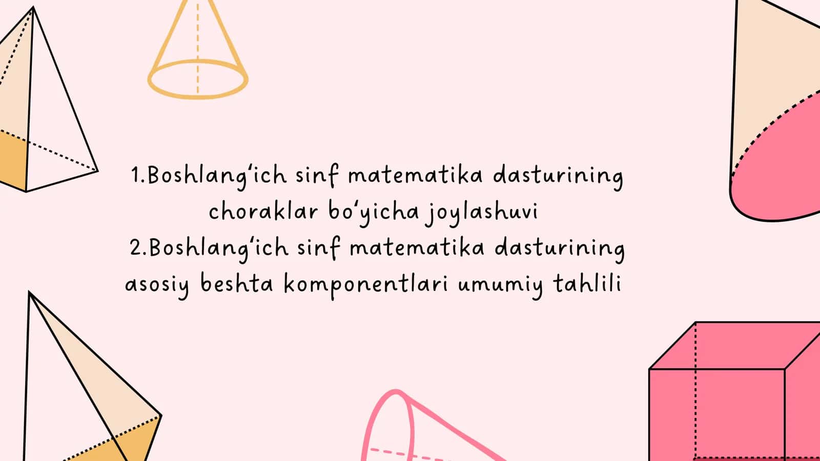 Boshlangʻich sinf matematika dasturining choraklar boʻyicha joylashuvi 2