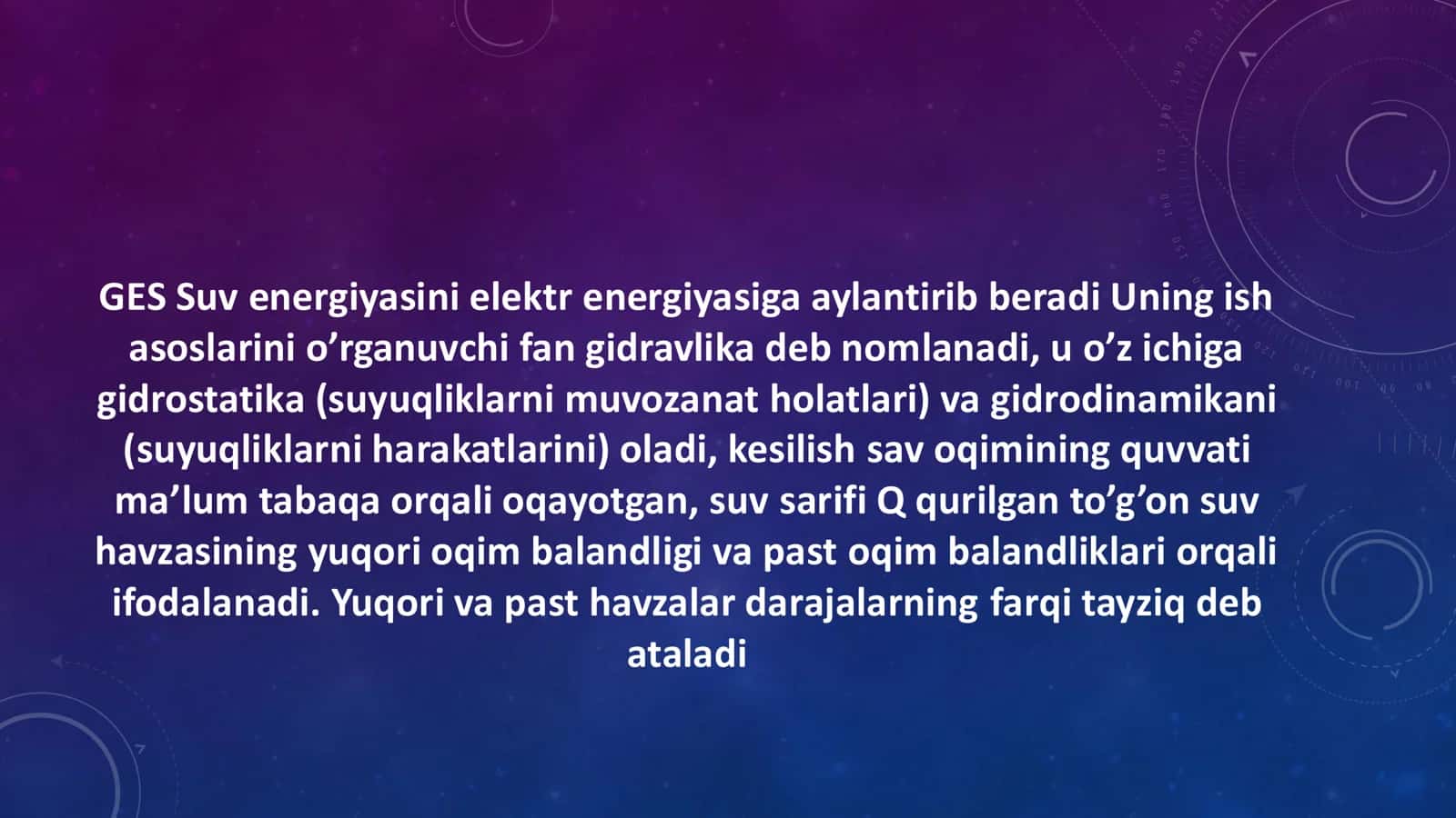 GIDROELEKTR STANSIYALARINING ISHLASH PRINSIPI 2