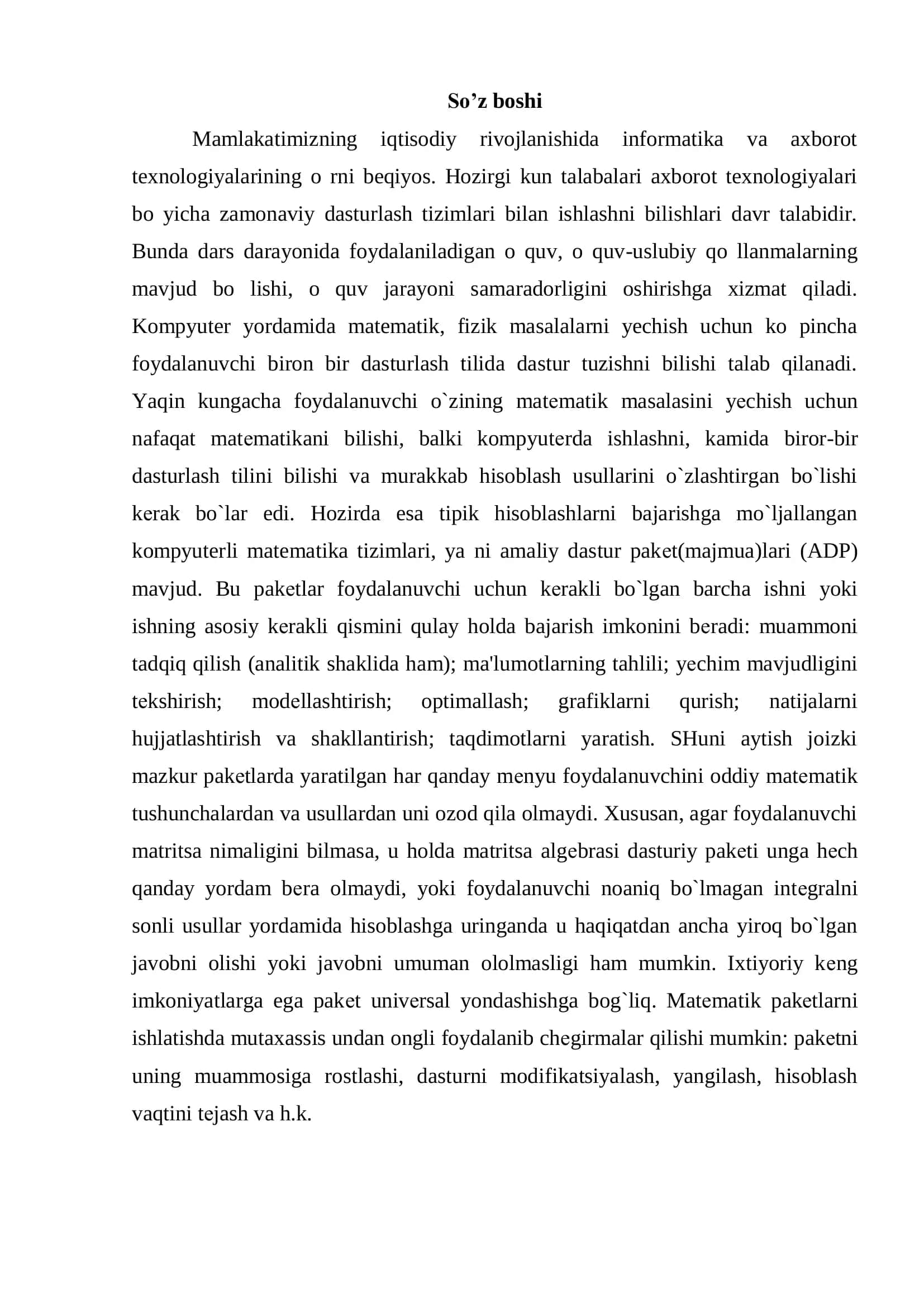 MathCad bilan ishlash 2