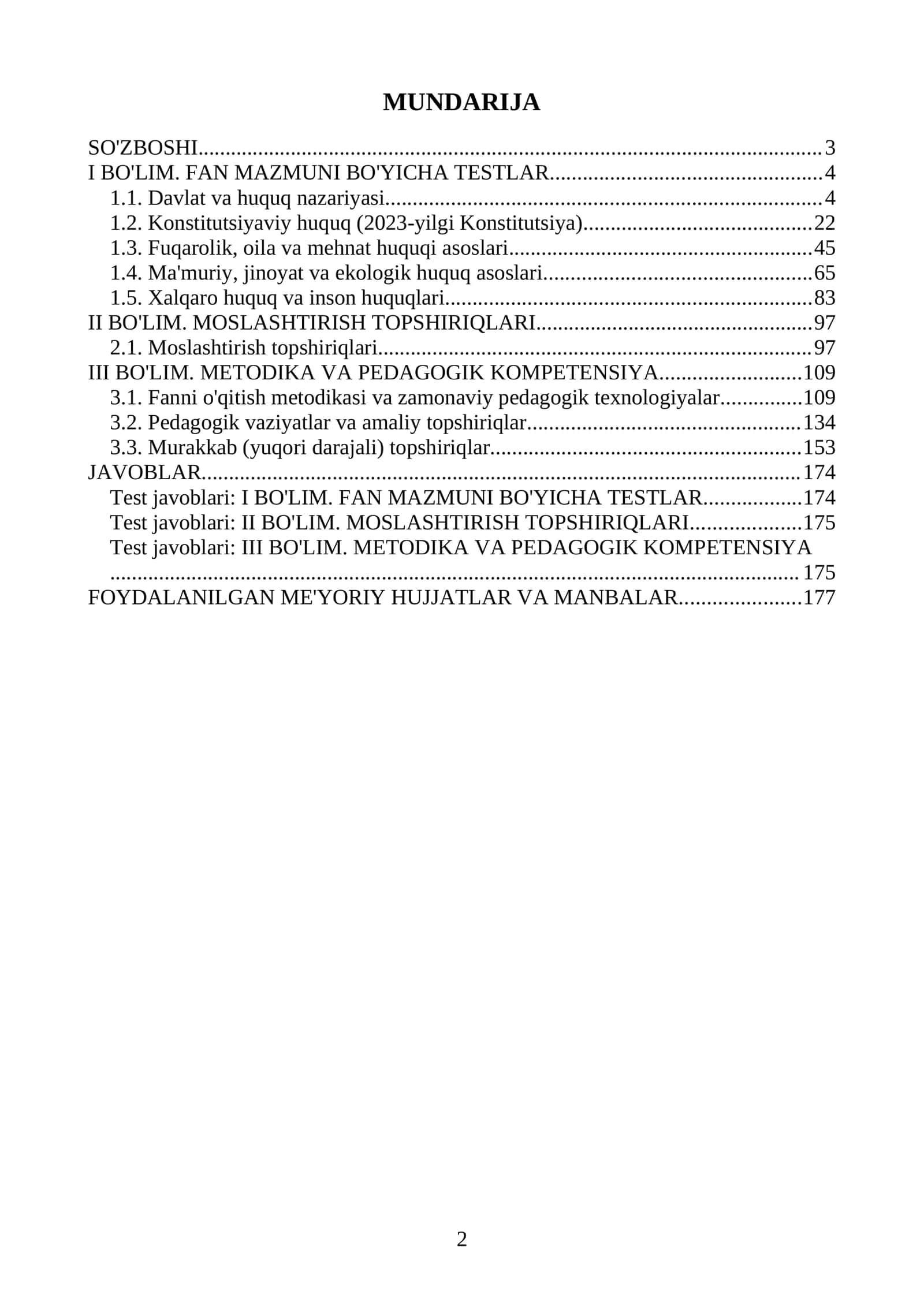 Huquq fanidan milliy sertifikat va milliy attestatsiya savollari 1000 test 2