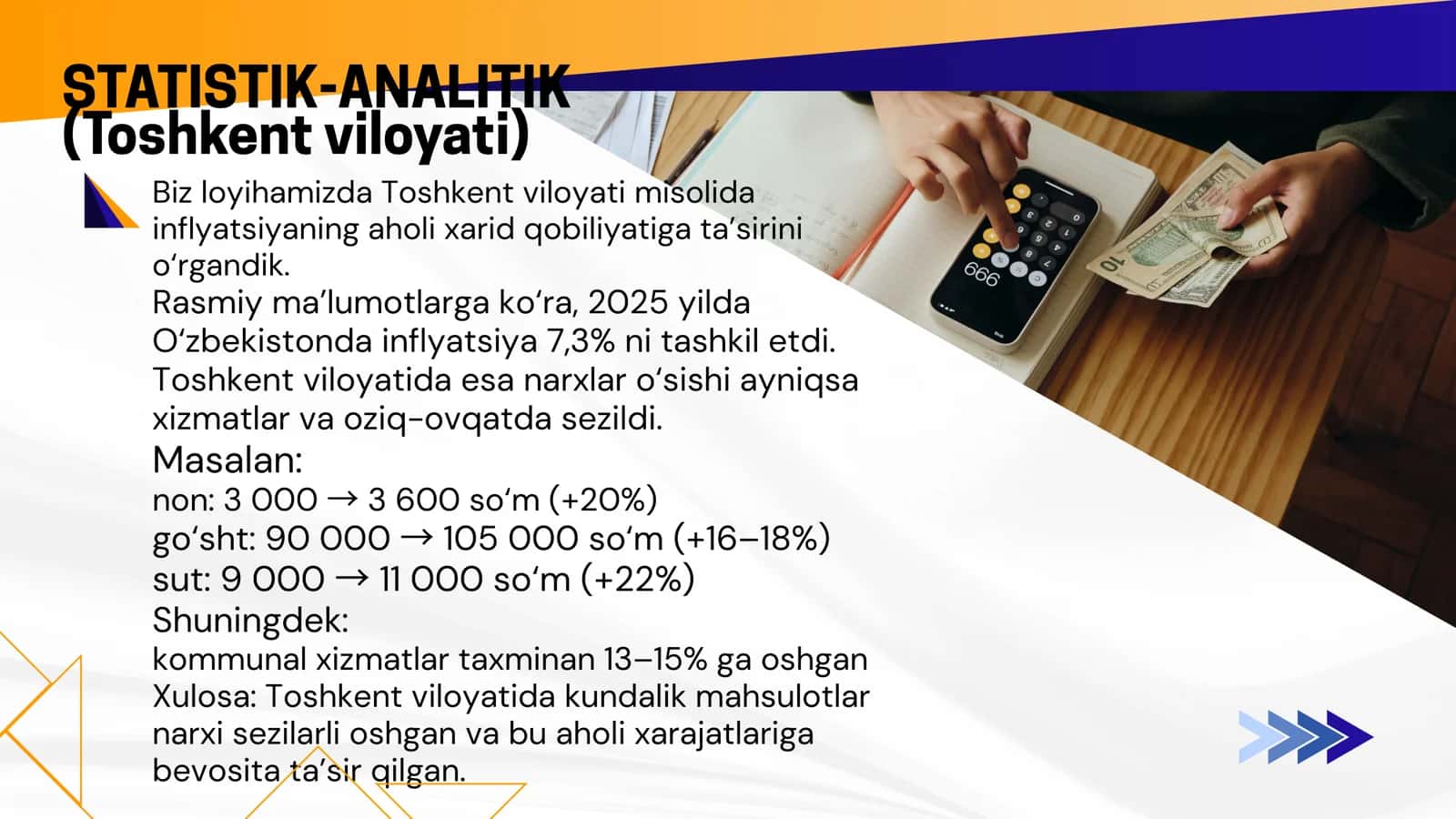 Iste'mol savatchasi va inflyatsiyaning aholi xarid qobiliyatiga ta'siri (Toshkent viloyati) 2