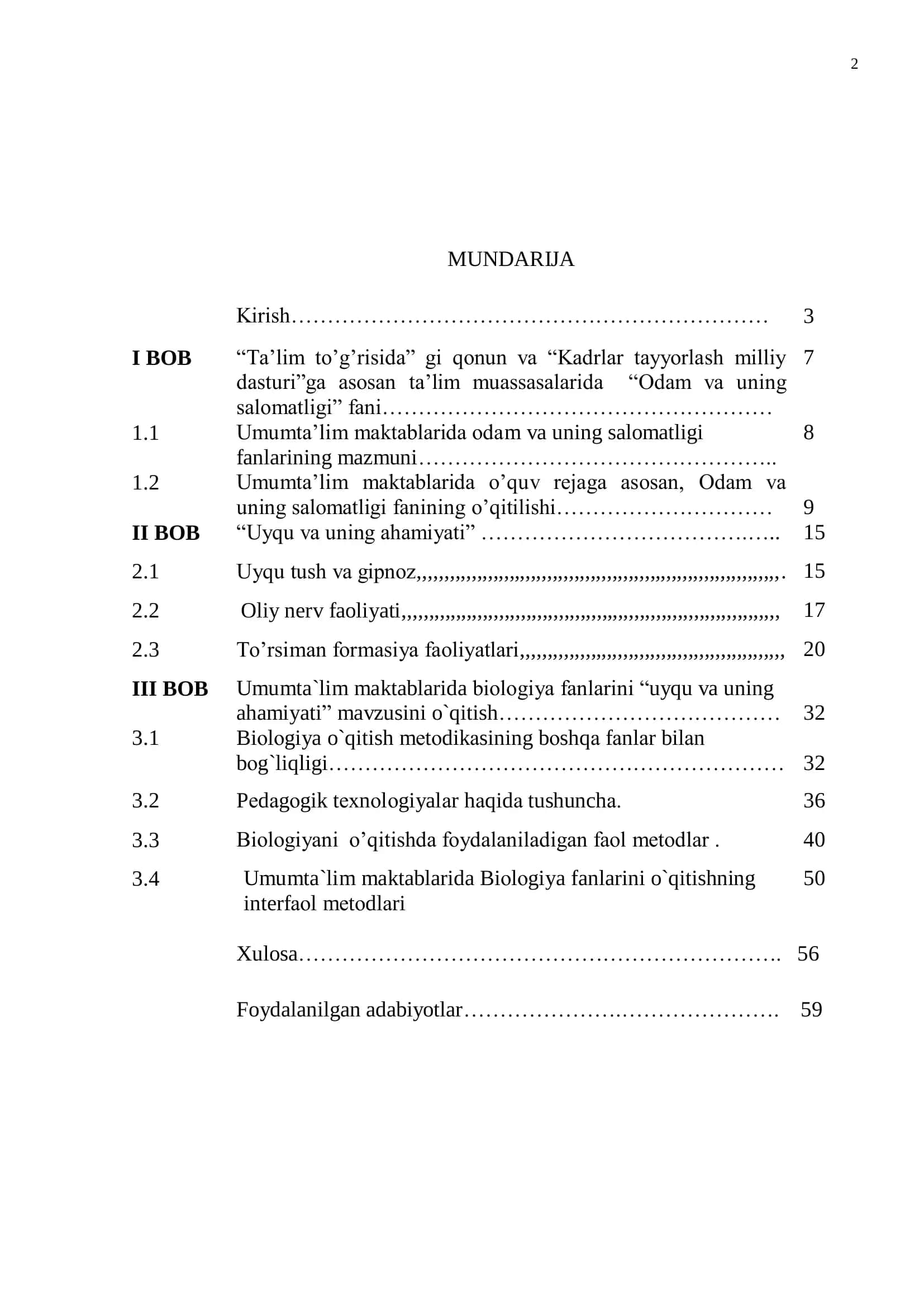 BIOLOGIYA VA INSON HAYOTIY FAOLIYATI 2