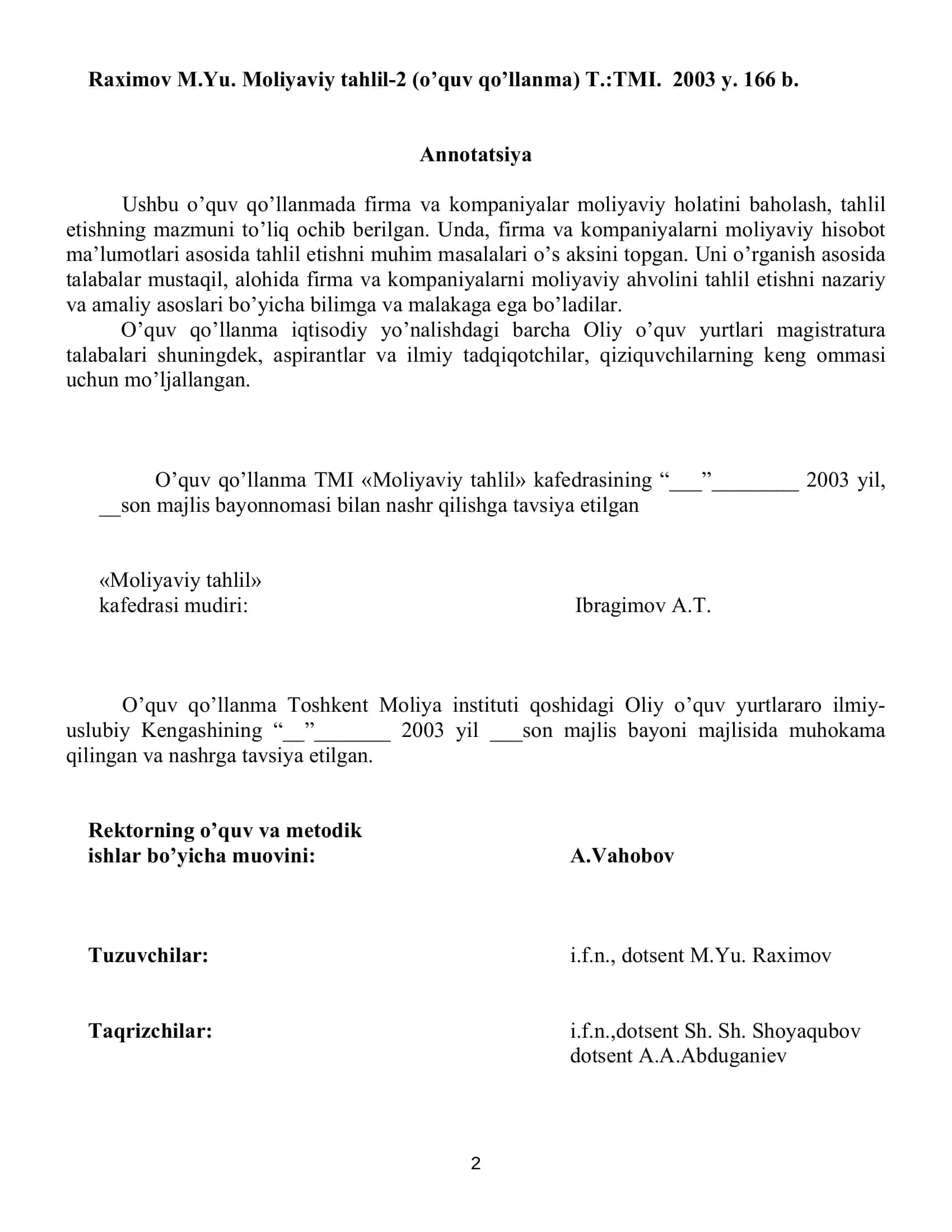 Moliyaviy tahlil-2 2