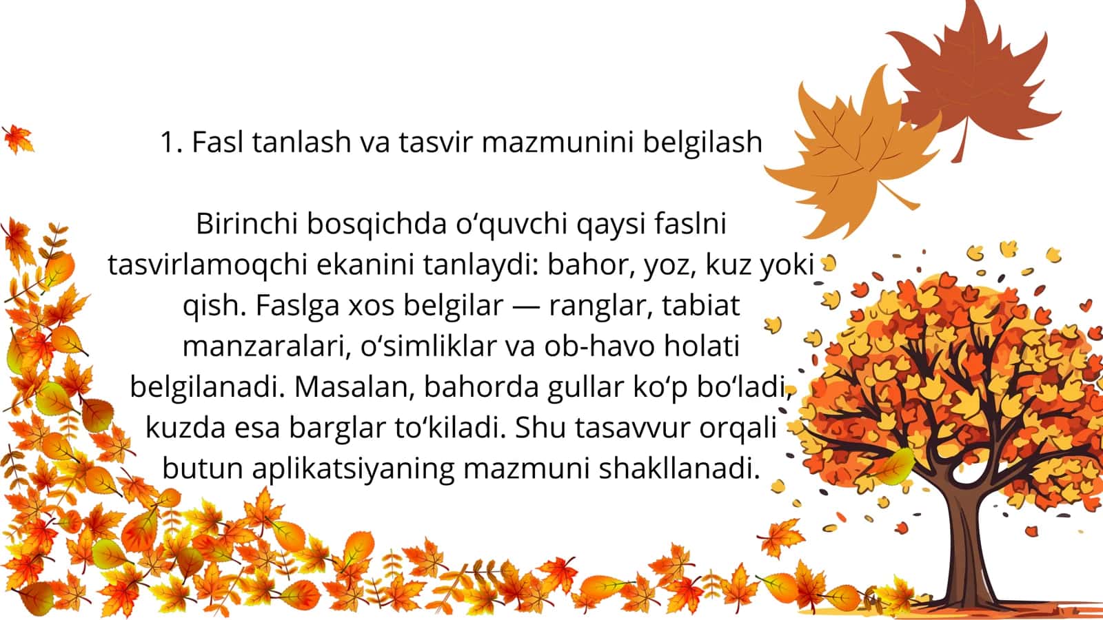 Fasllar mavzusida aplikatsiya yasash. 2