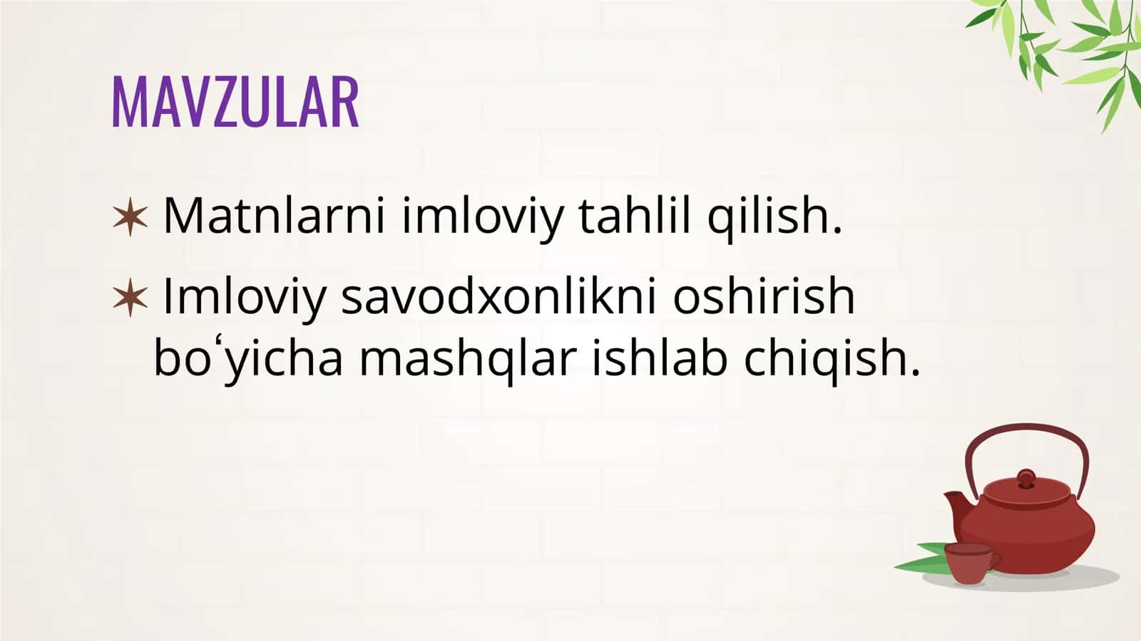 Matnlarni imloviy tahlil qilish. 2