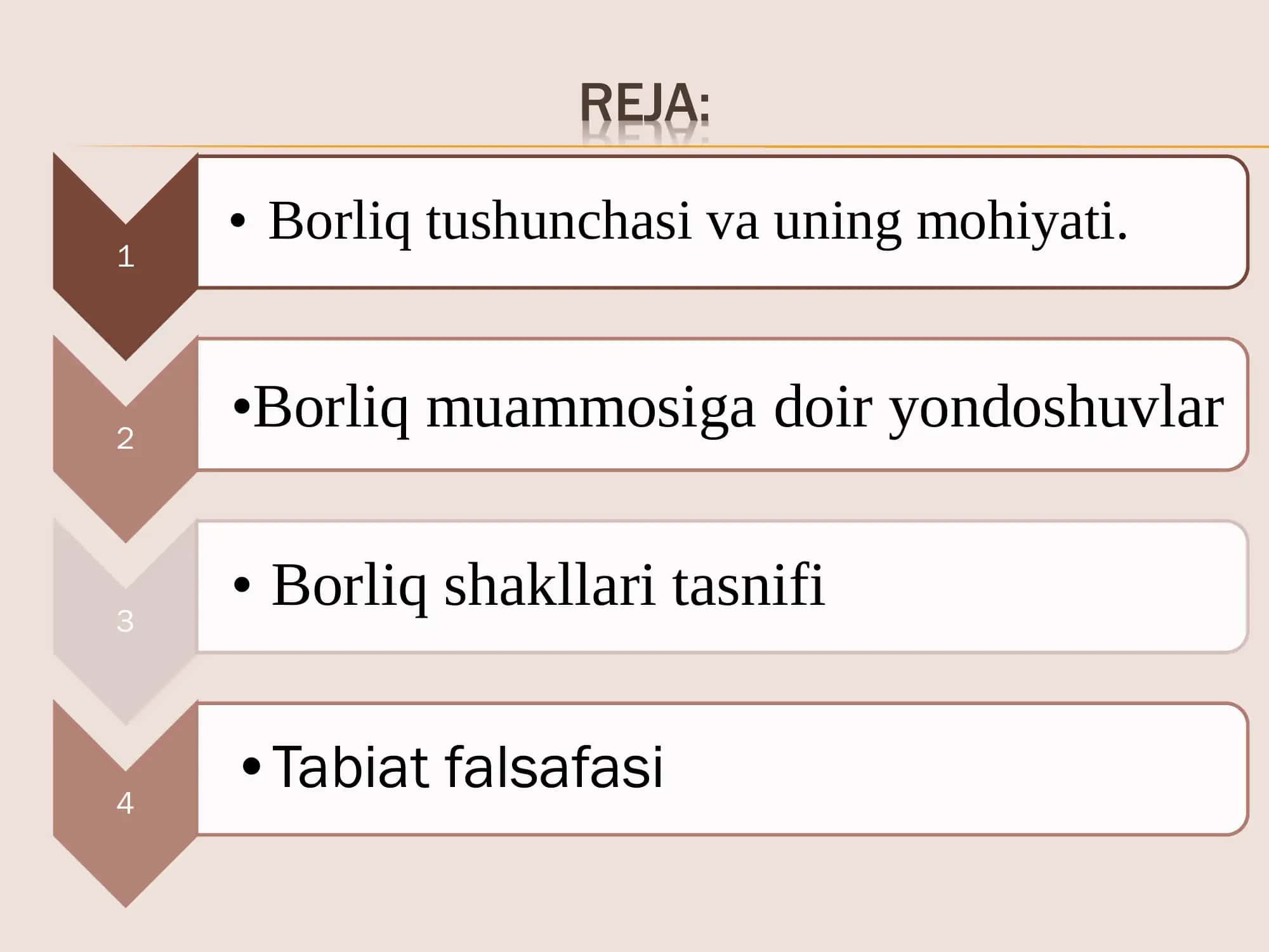 Falsafa fani uchun Ontologiya mavzusi 2