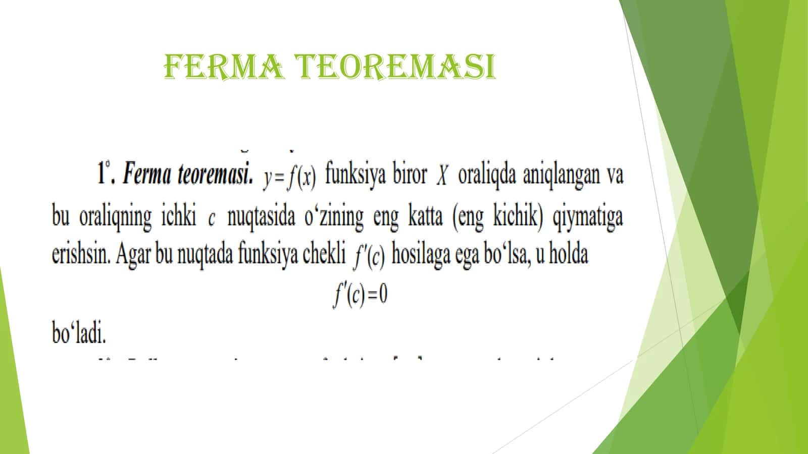 Differensial hisobning asosiy teoremalari 2