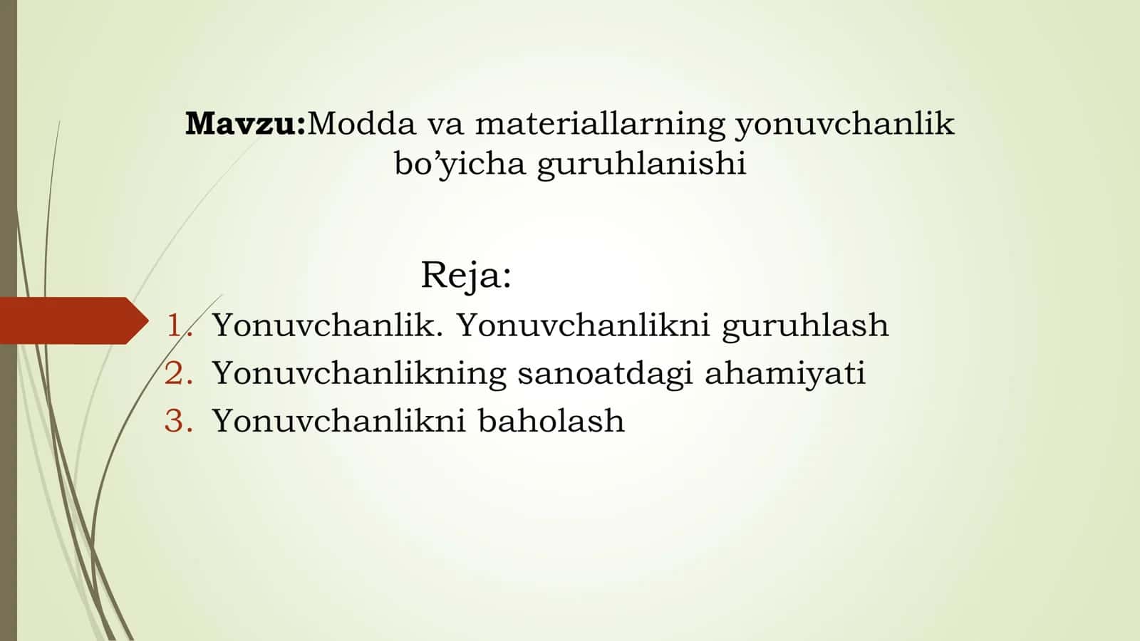 Modda va materiallarning yonuvchanlik bo’yicha guruhlanishi 2