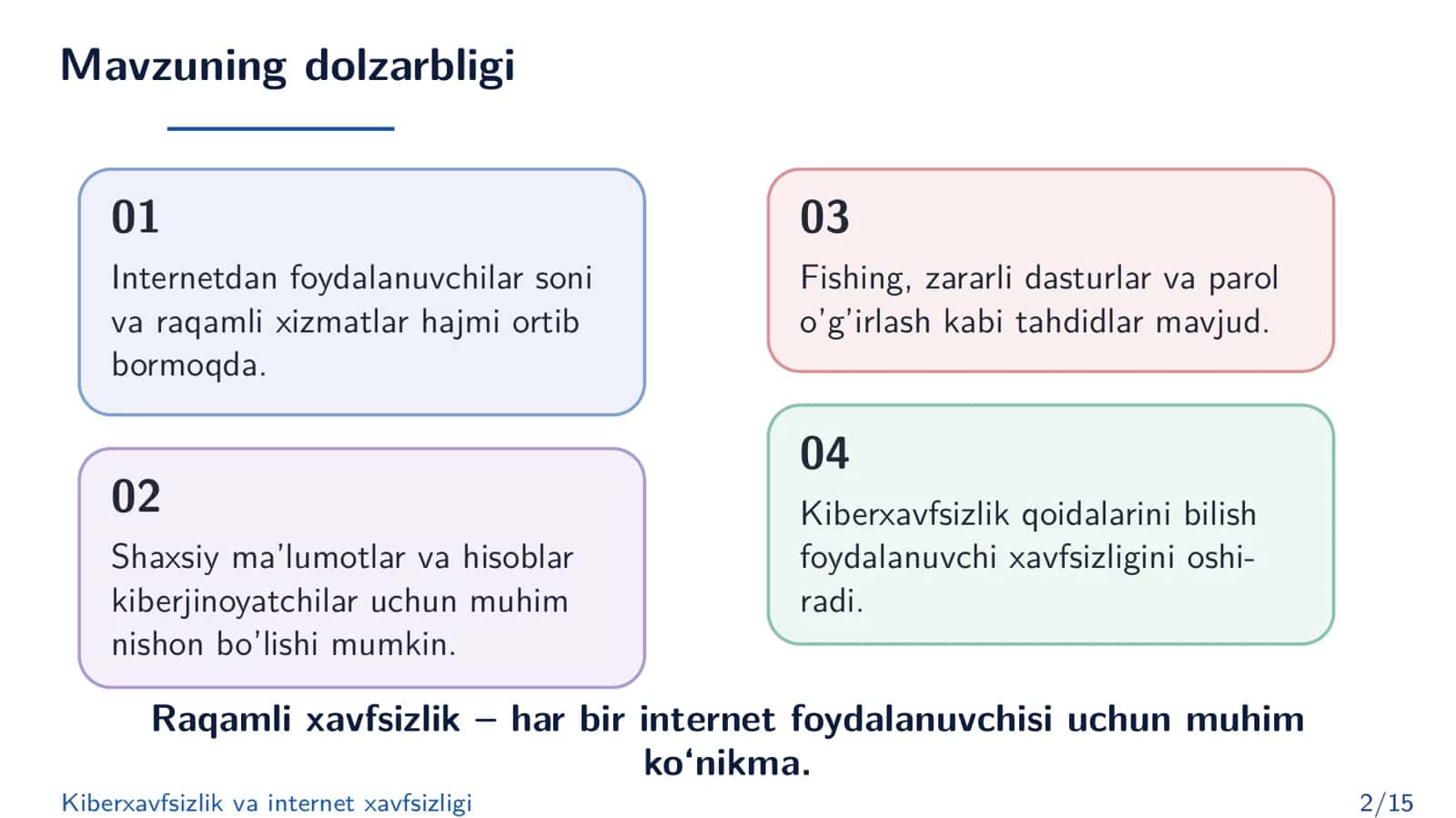 KIBERXAVFSIZLIK VA INTERNET XAVFSIZLIGI 2