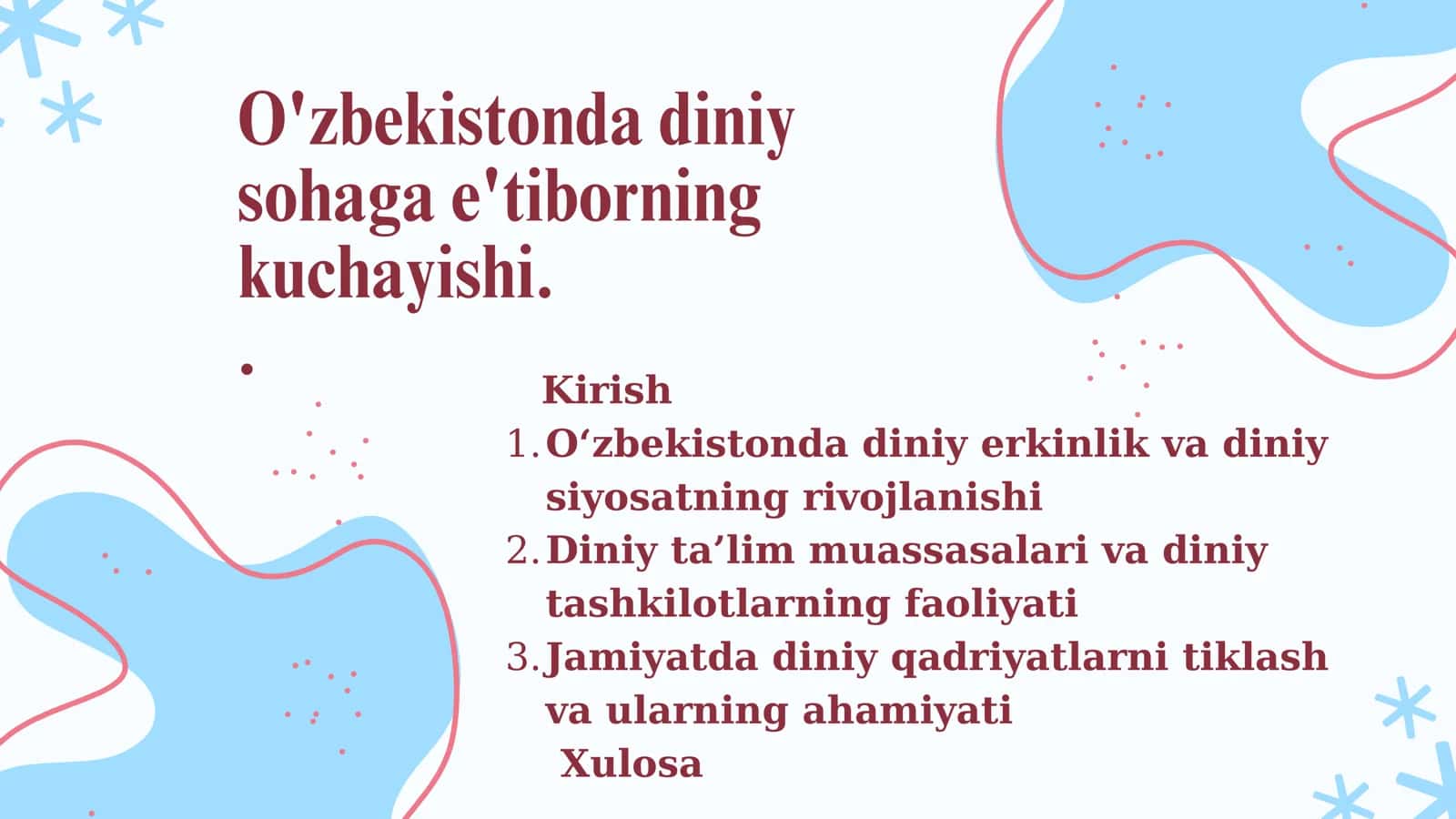 Mustaqil taʼlim O'zbekistonda diniy sohaga e'tiborning kuchayishi 2