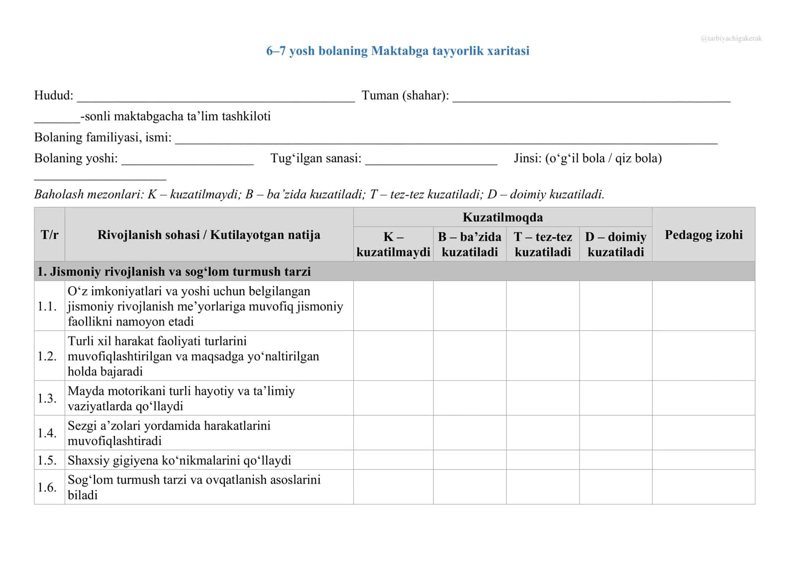 6–7 YOSH BOLANING MAKTABGA TAYYORLIK XARITASI 2