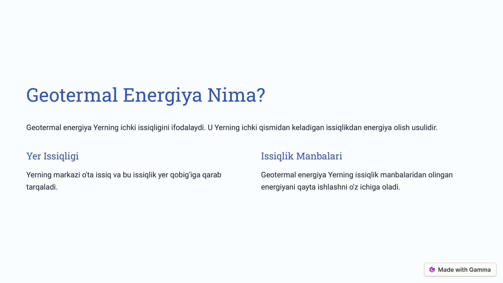 Geotermal Energiya 2