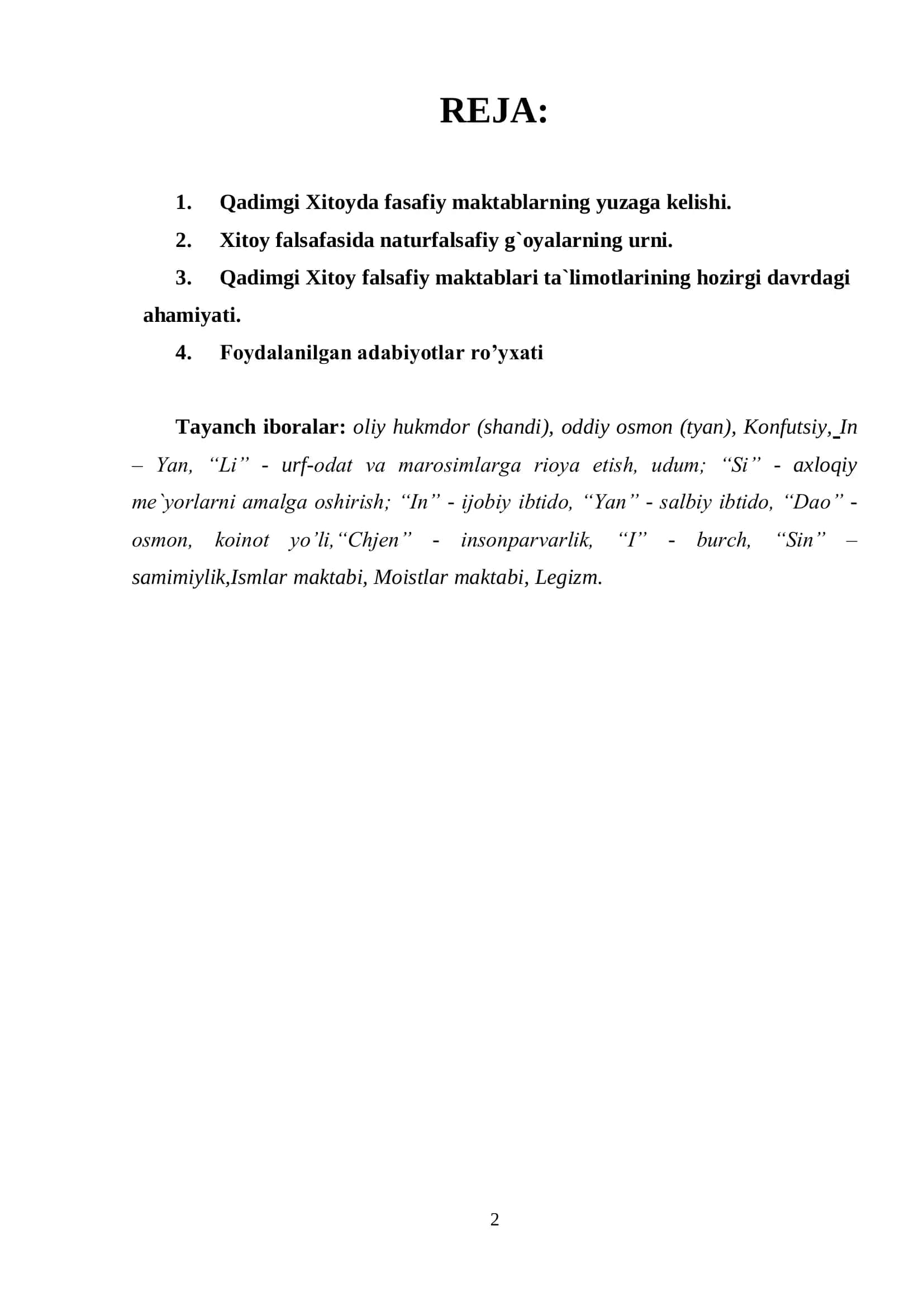 QADIMGI XITOY FALSAFIY MAKTABLARINING YUZAGA KELISHI 2