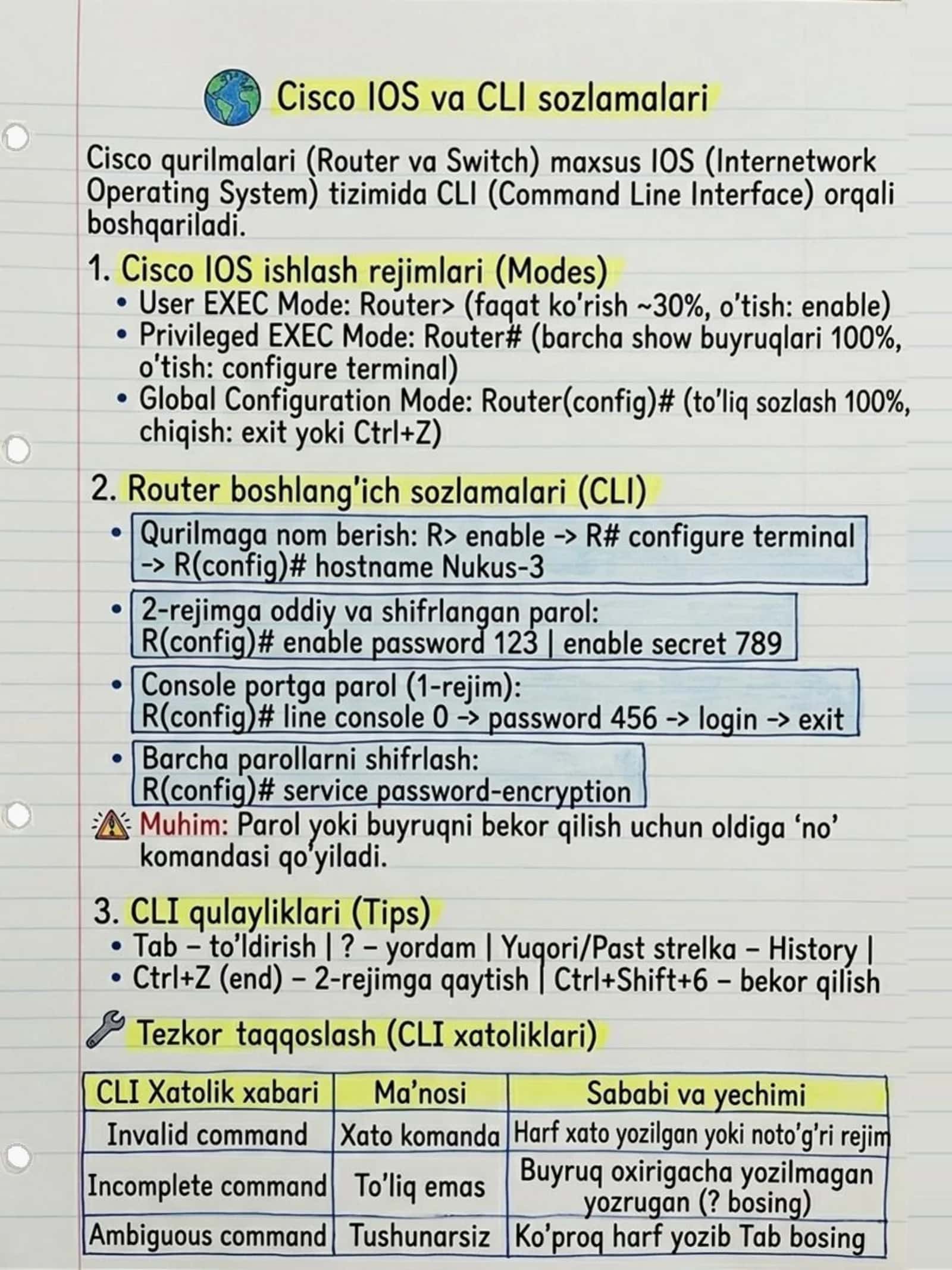 Cisco CCNA Konspekt Daftarcha — Tarmoq asoslari 2
