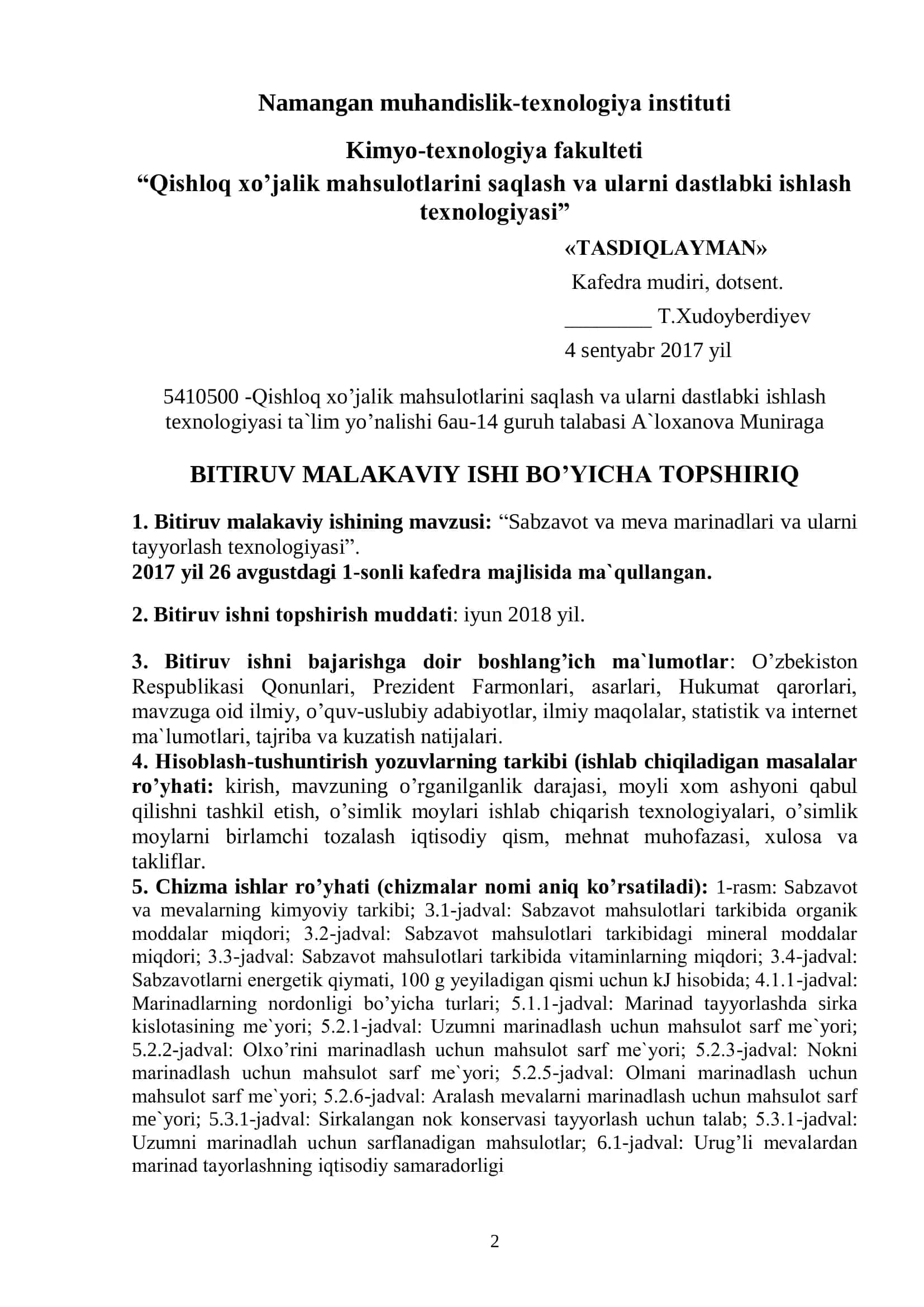 "SABZAVОT VA MEVA MARINADLARI VA ULARNI TAYYORLASH TEXNОLОGIYASI" 2