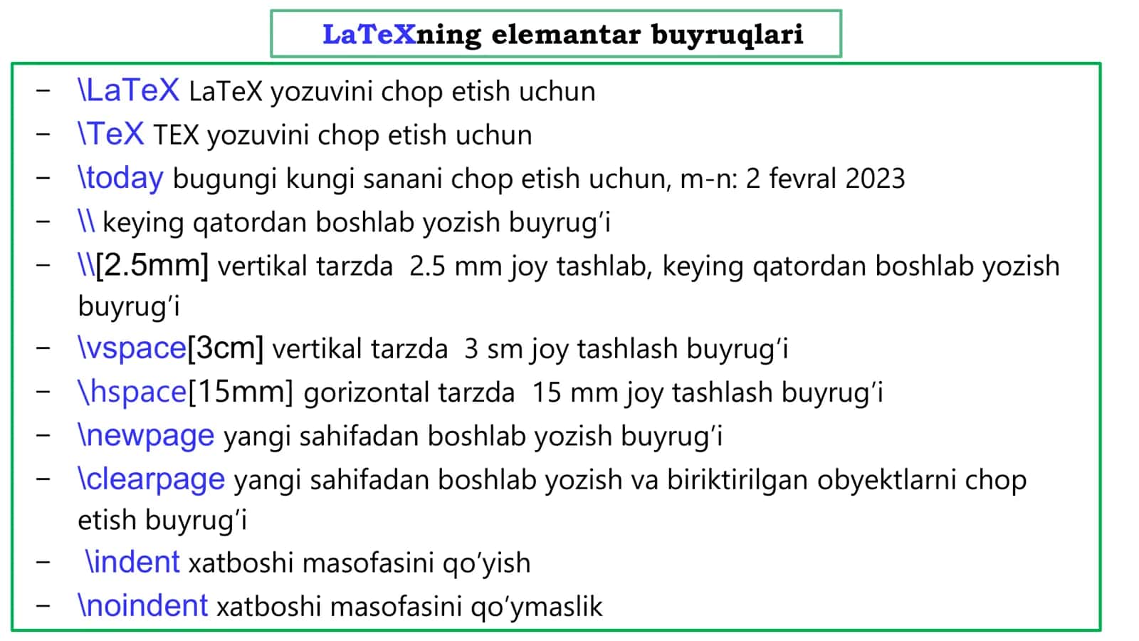 LaTeXga kirish 2