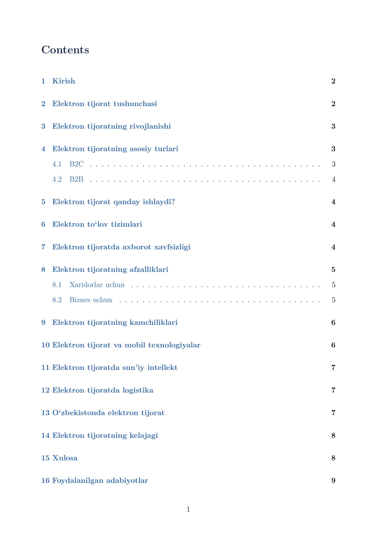 Elektron tijorat (E-commerce) mustaqil ish 2