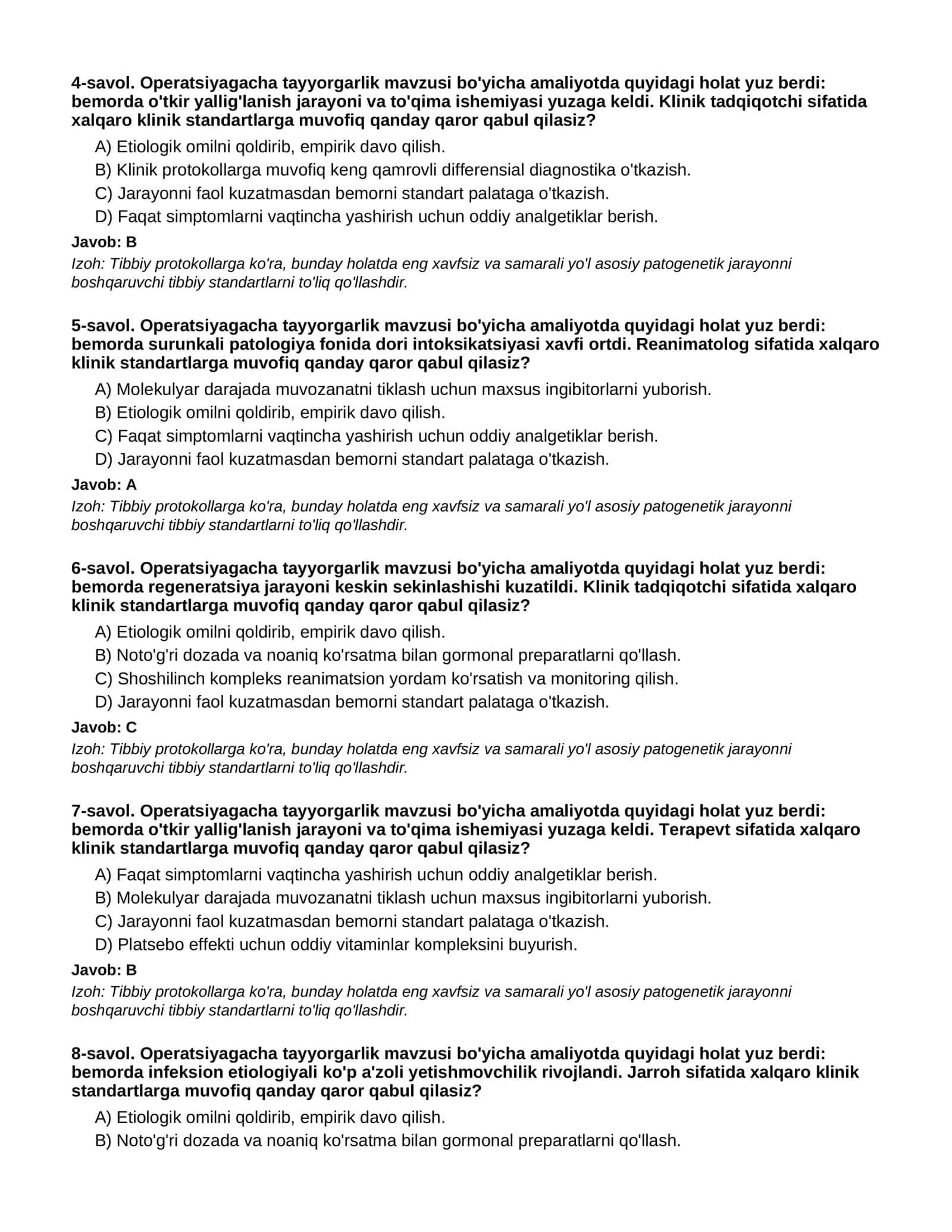 Operatsiyagacha tayyorgarlik - 3-QISM 2