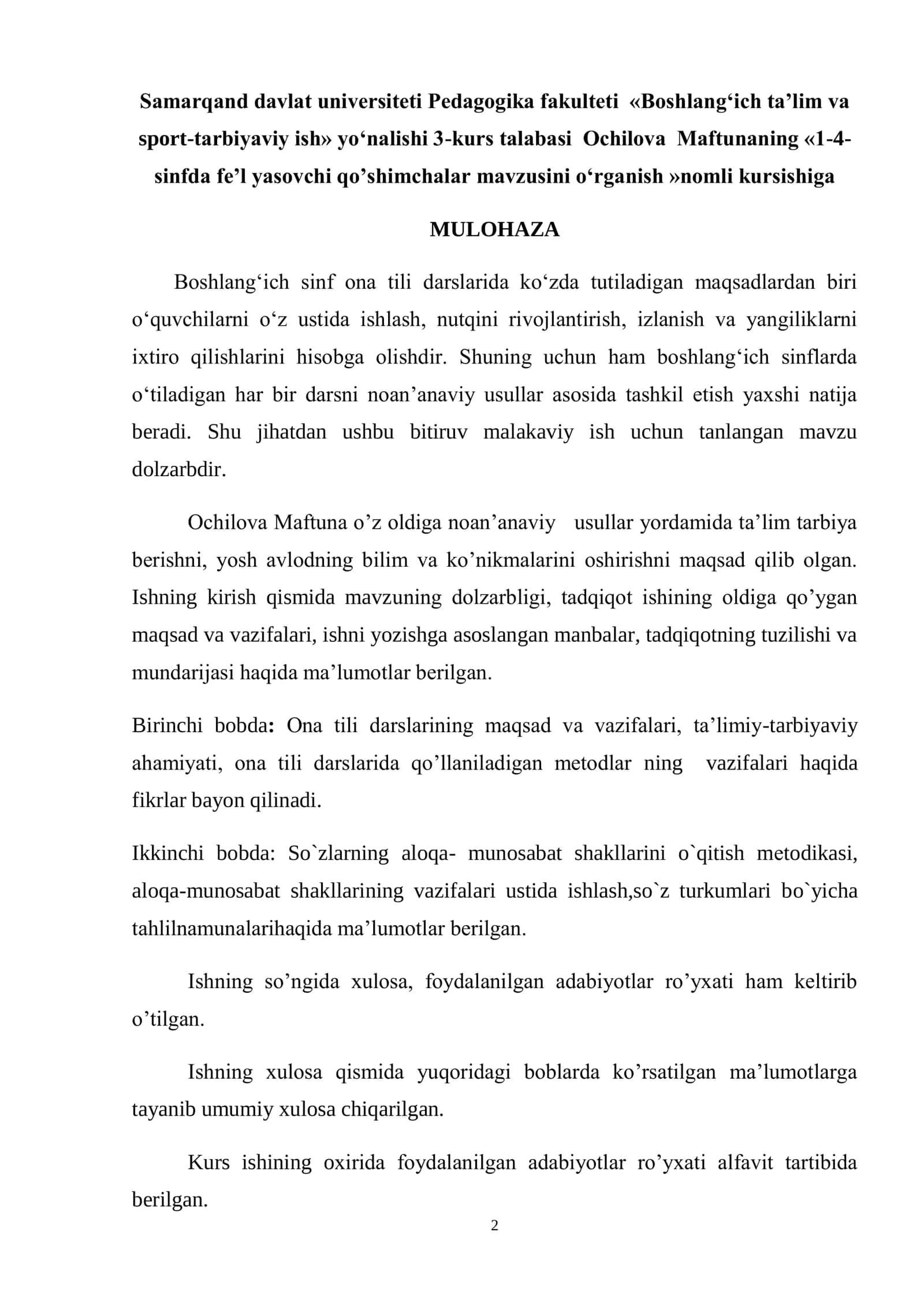 1-4-SINFDA FE‟L YASOVCHI QO‟SHIMCHALAR MAVZUSINI O„RGANISH 2