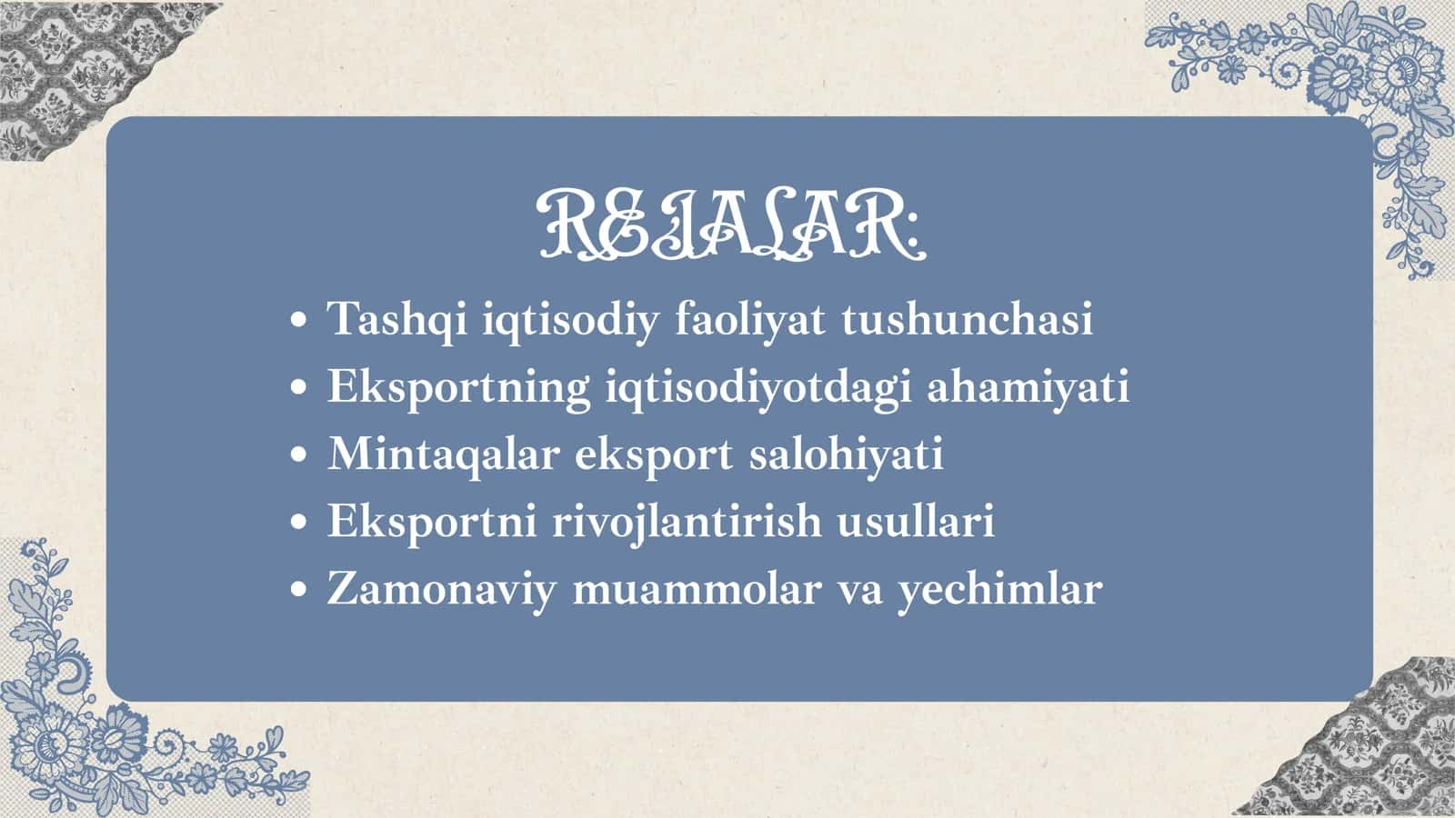 Mintaqalarning tashqi iqtisodiy faoliyati va eksportni oshirish yo'llari 2