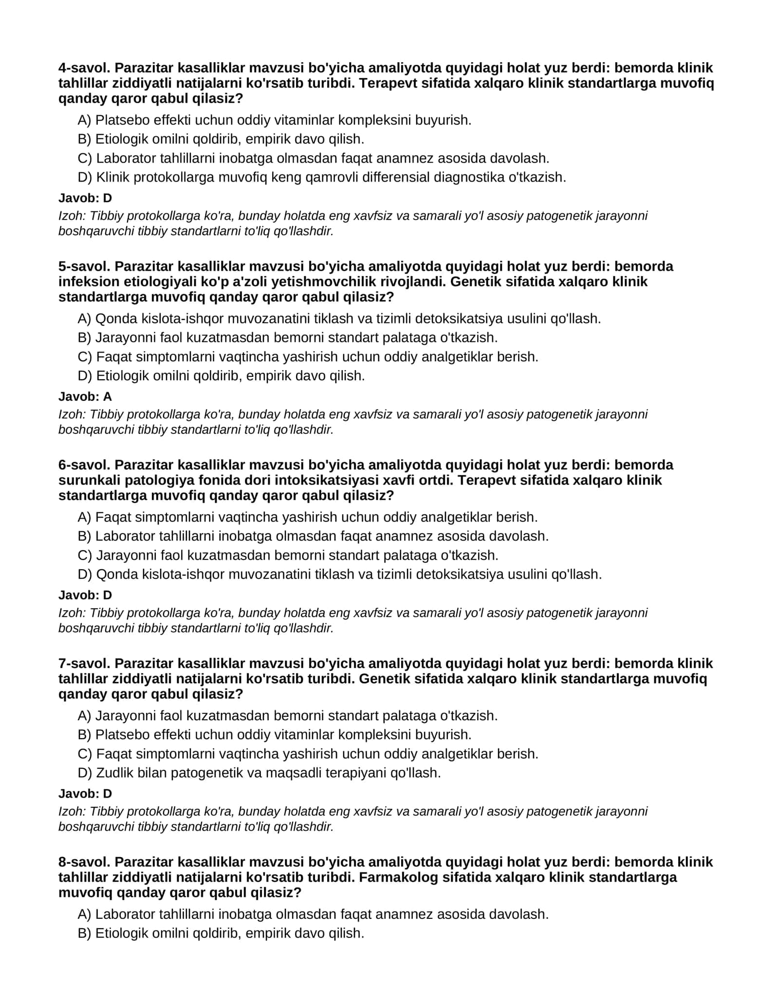 PARAZITAR KASALLIKLAR - 2-QISM 2