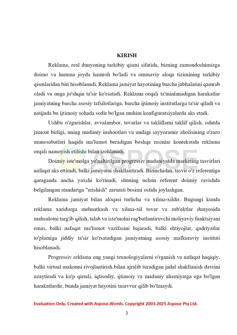 Ommaviy Axborot Vositalarida reklama 2