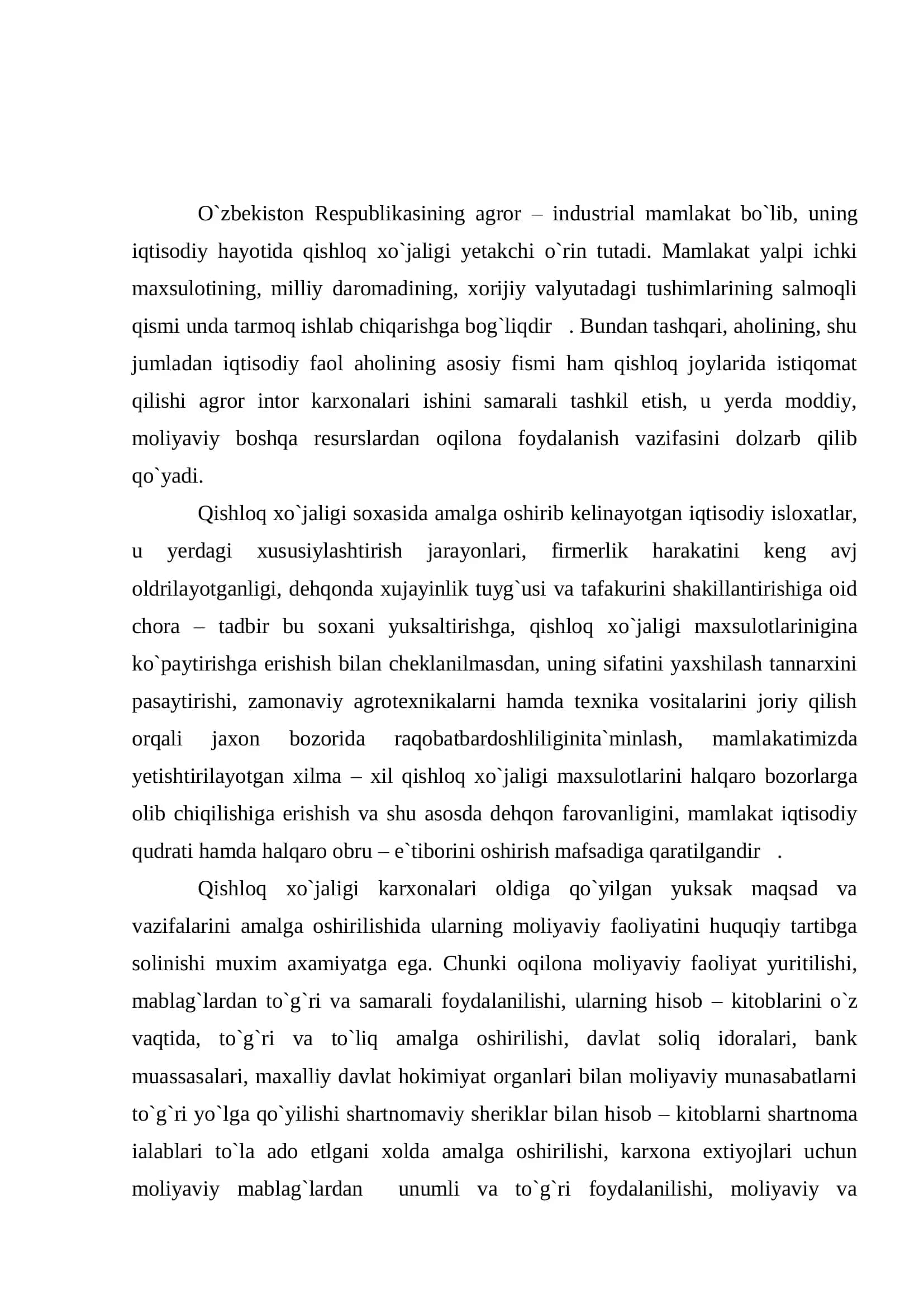 Qishloq xo`jalik korxonalari moliyaviy faoliyatini huquqiy tartibga solish 2