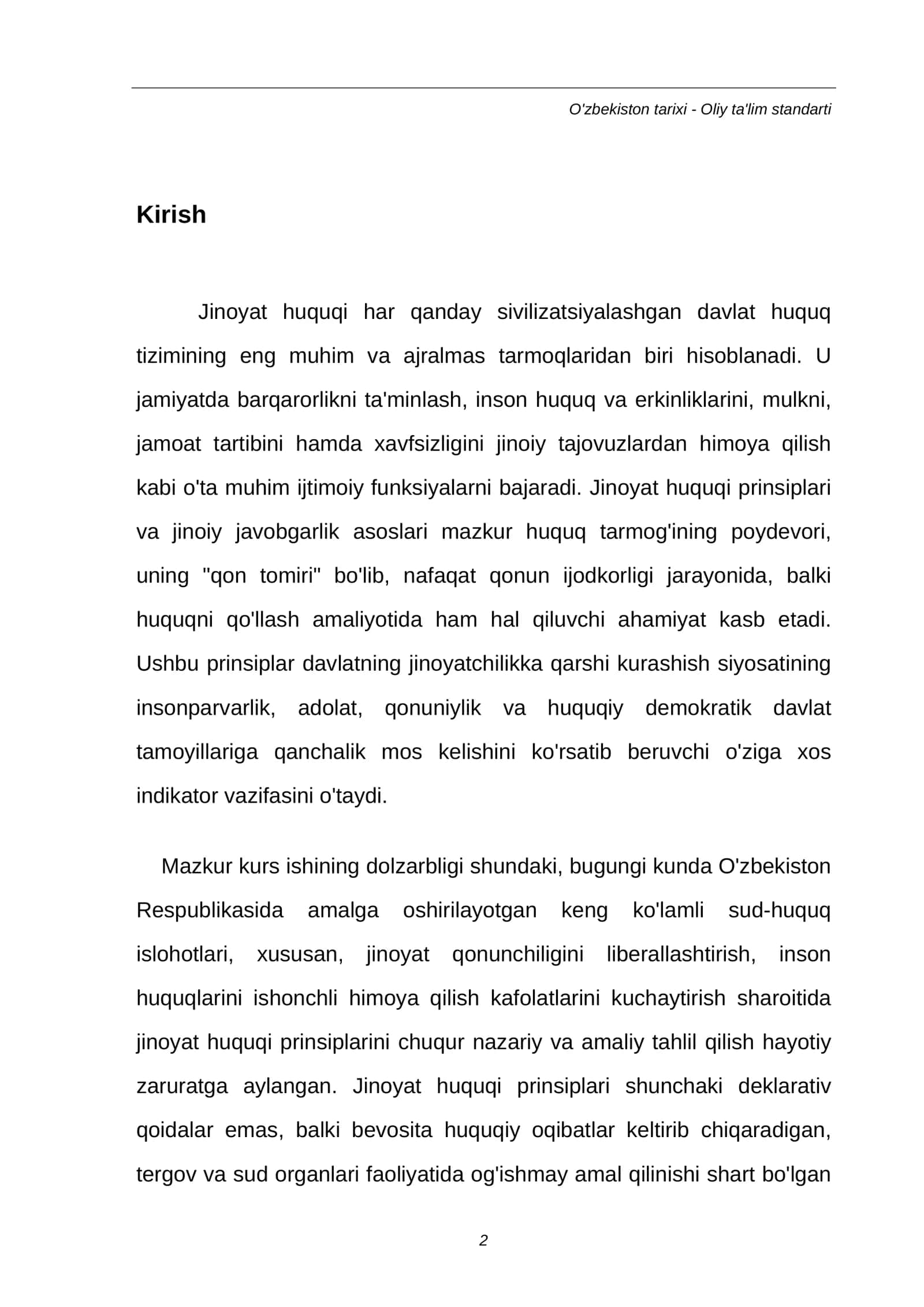 Jinoyat huquqi prinsiplari va jinoiy javobgarlik asoslari 2