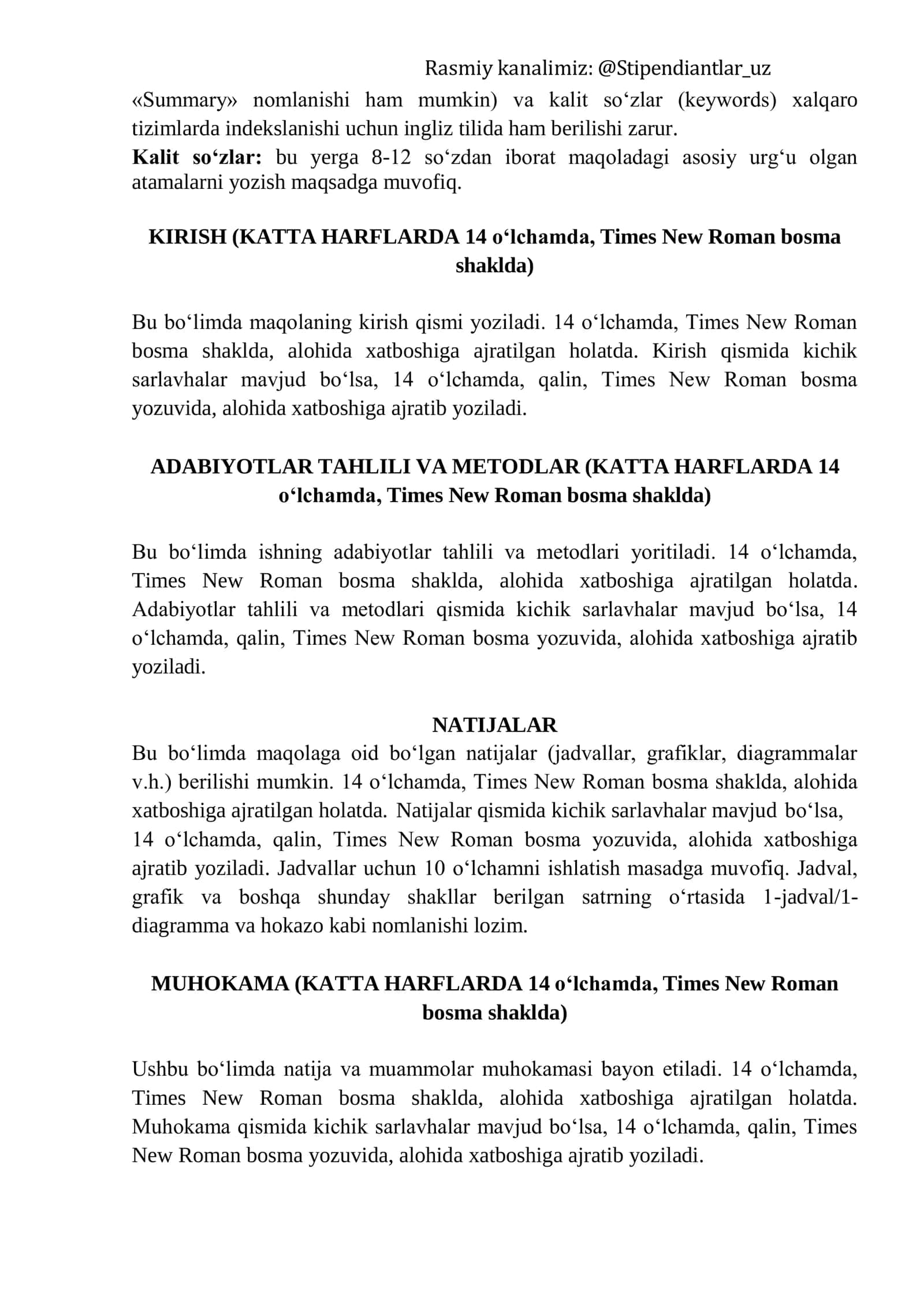 Maqola Talablariga Tayyorlik Shakli 2