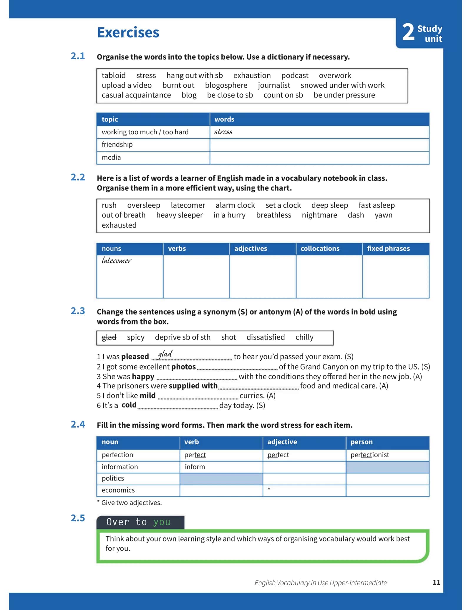 Organising a vocabulary notebook 2