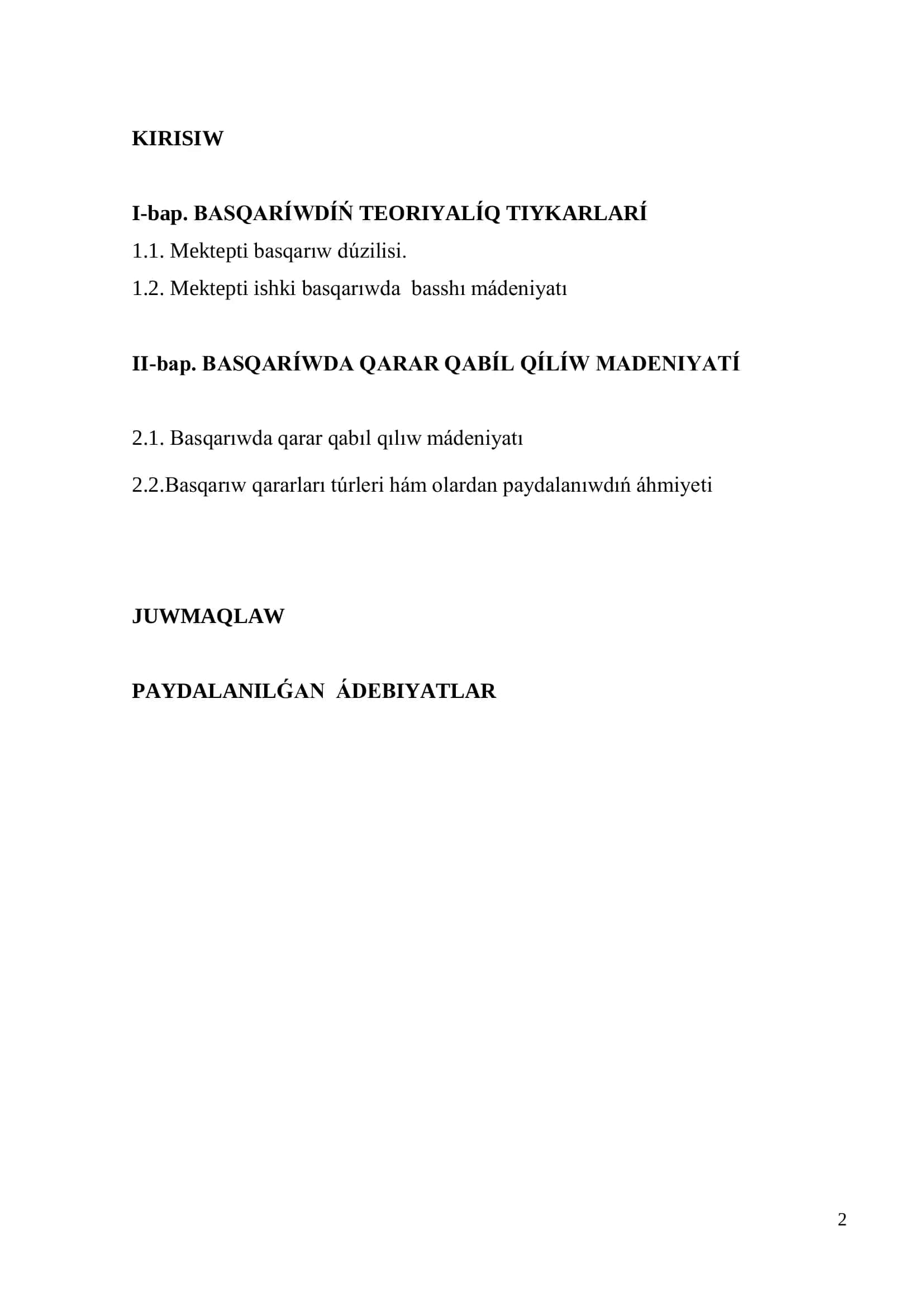 Ózbekstan RespublikasÍ JoqarÍ Hám Orta ArnawlÍ Bilimlendiriw Ministerligi 2