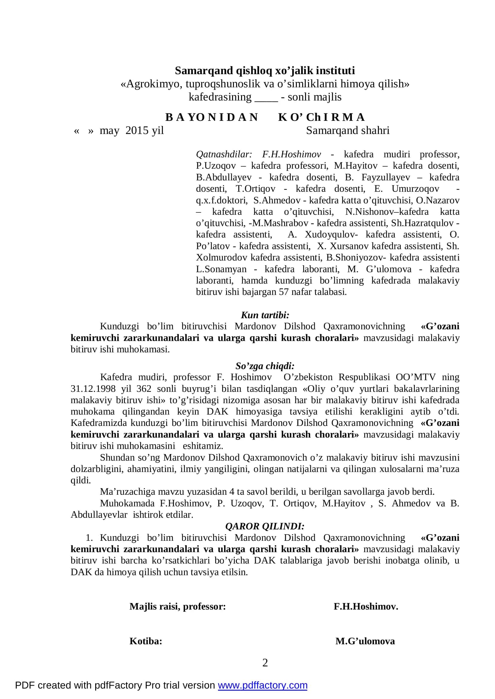 G’o’zani kemiruvchi zararkunandalari va ularga qarshi kurash choralari 2