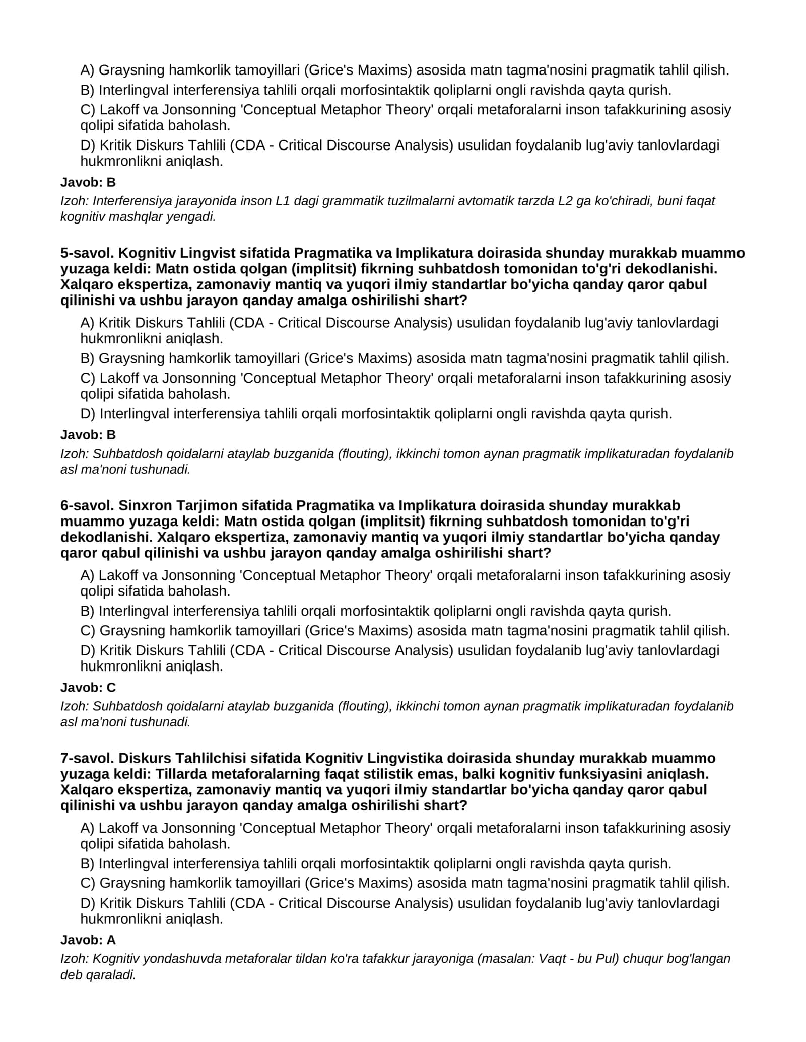 XORIJIY TILLAR (IELTS/TOEFL) - 3-QISM (O'TA QIYIN) 2