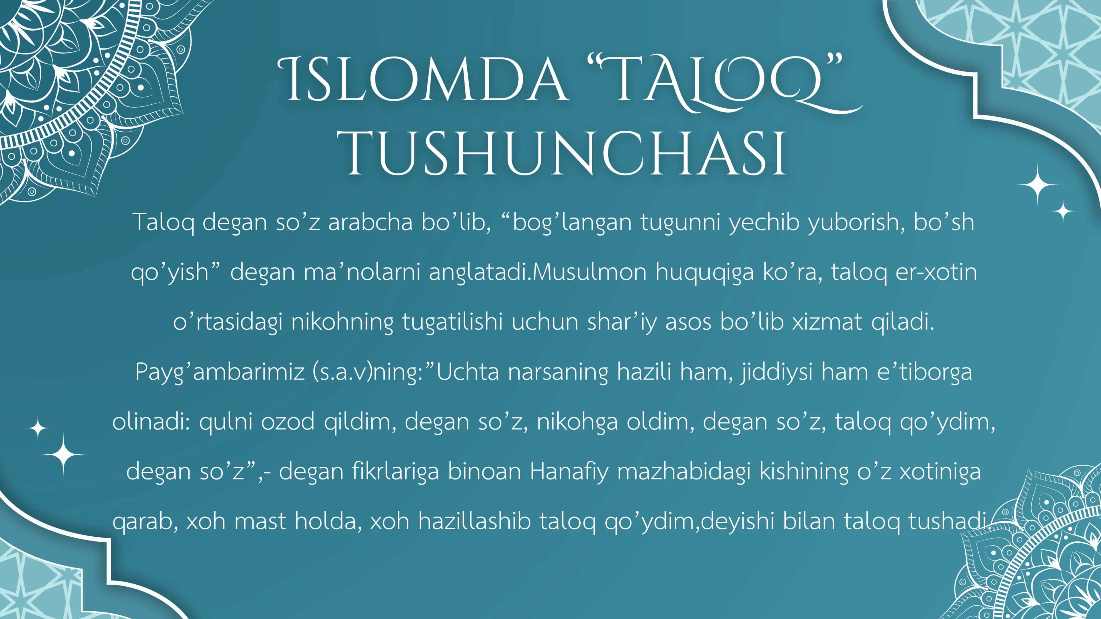 Islomda taloq tushunchasi 2