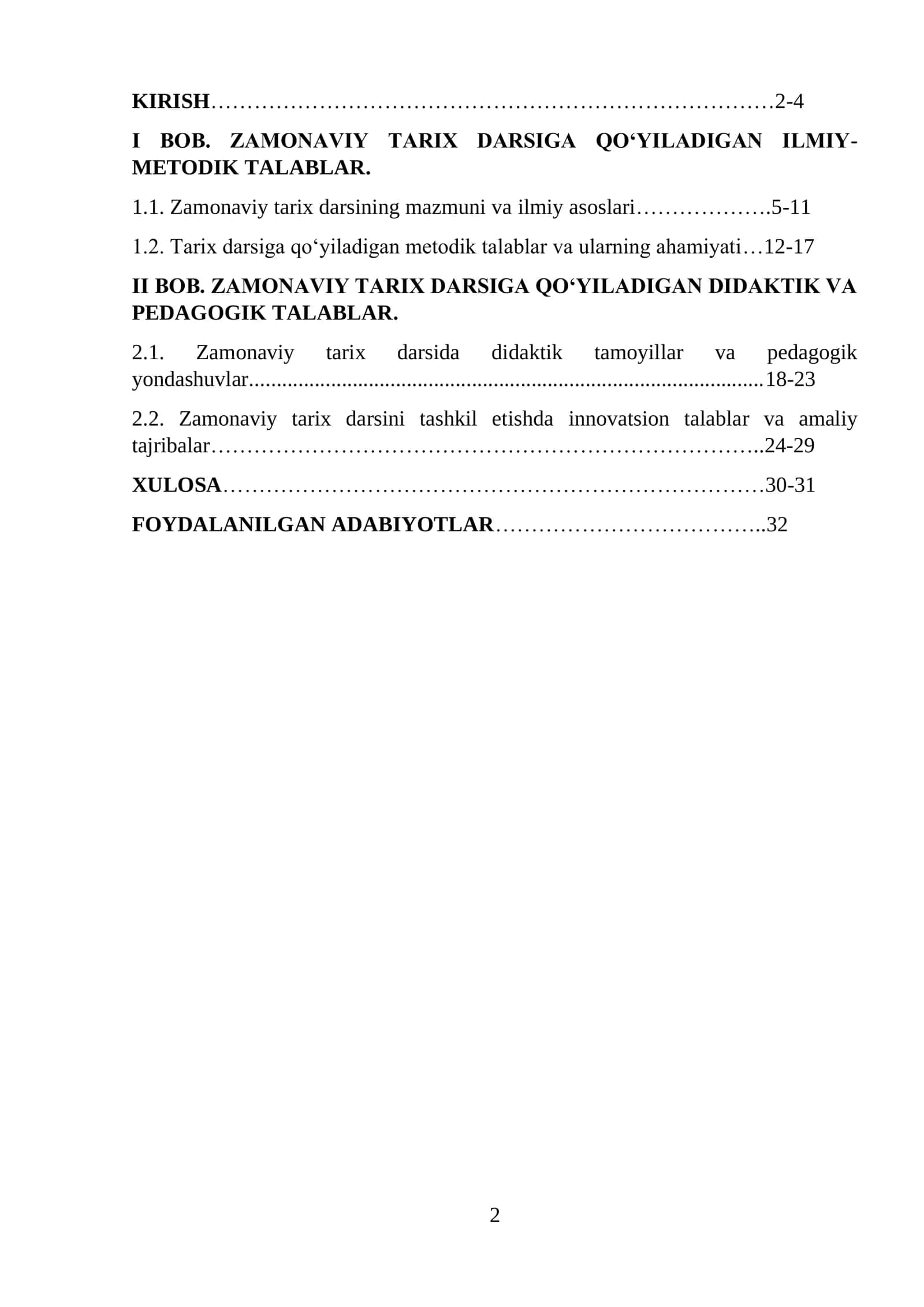 Zamonaviy tarix darsiga qo’yiladigon talablar 2