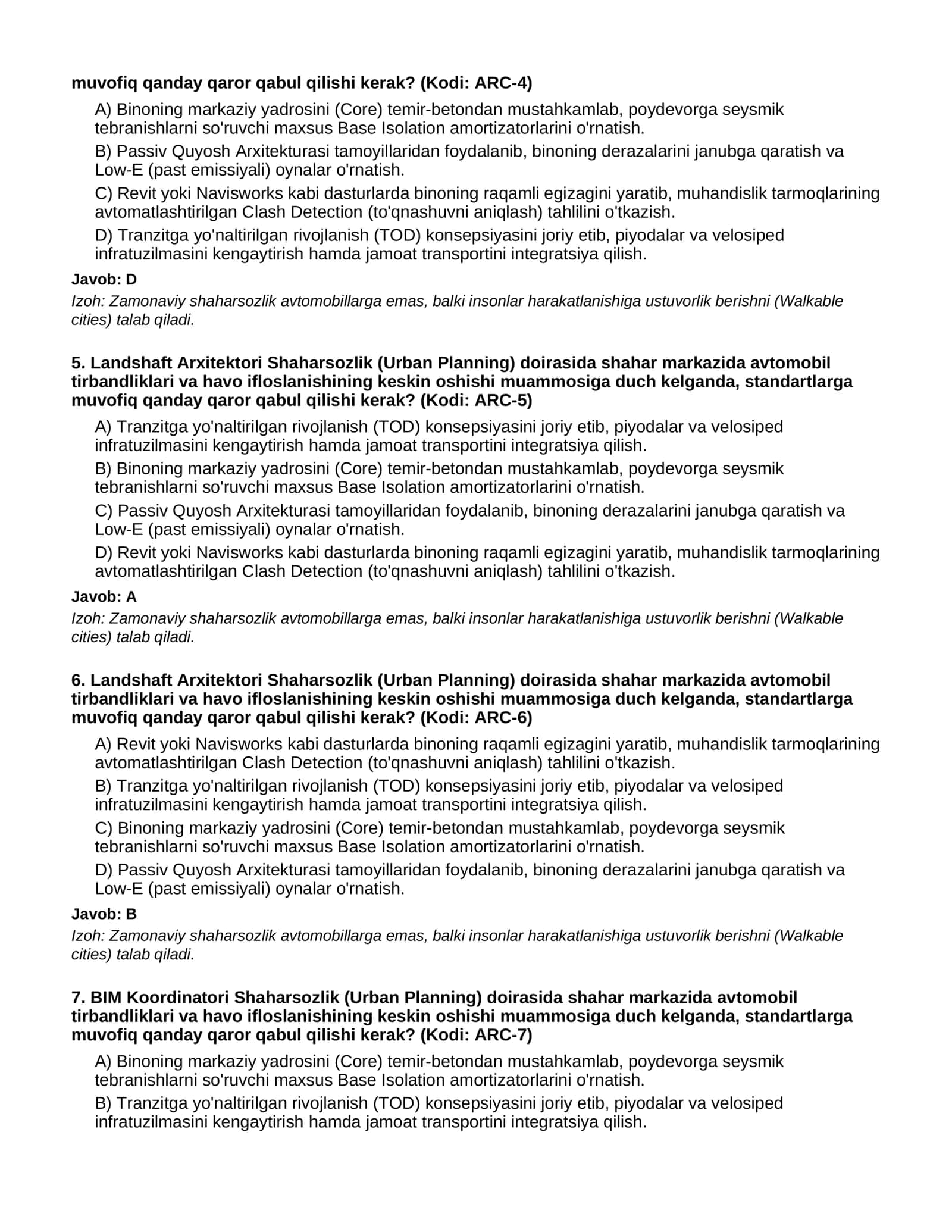 12 ARXITEKTURA - 200 TA QIYIN TESTLAR 2
