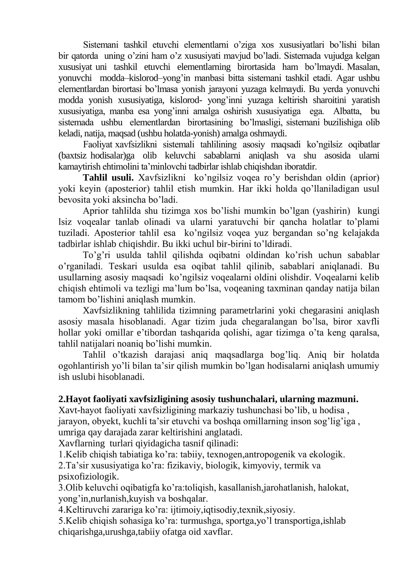 Faoliyat xavfsizligini tahlil qilish 2