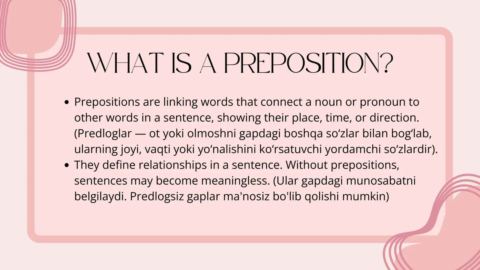 Prepositions in Uzbek Language 2