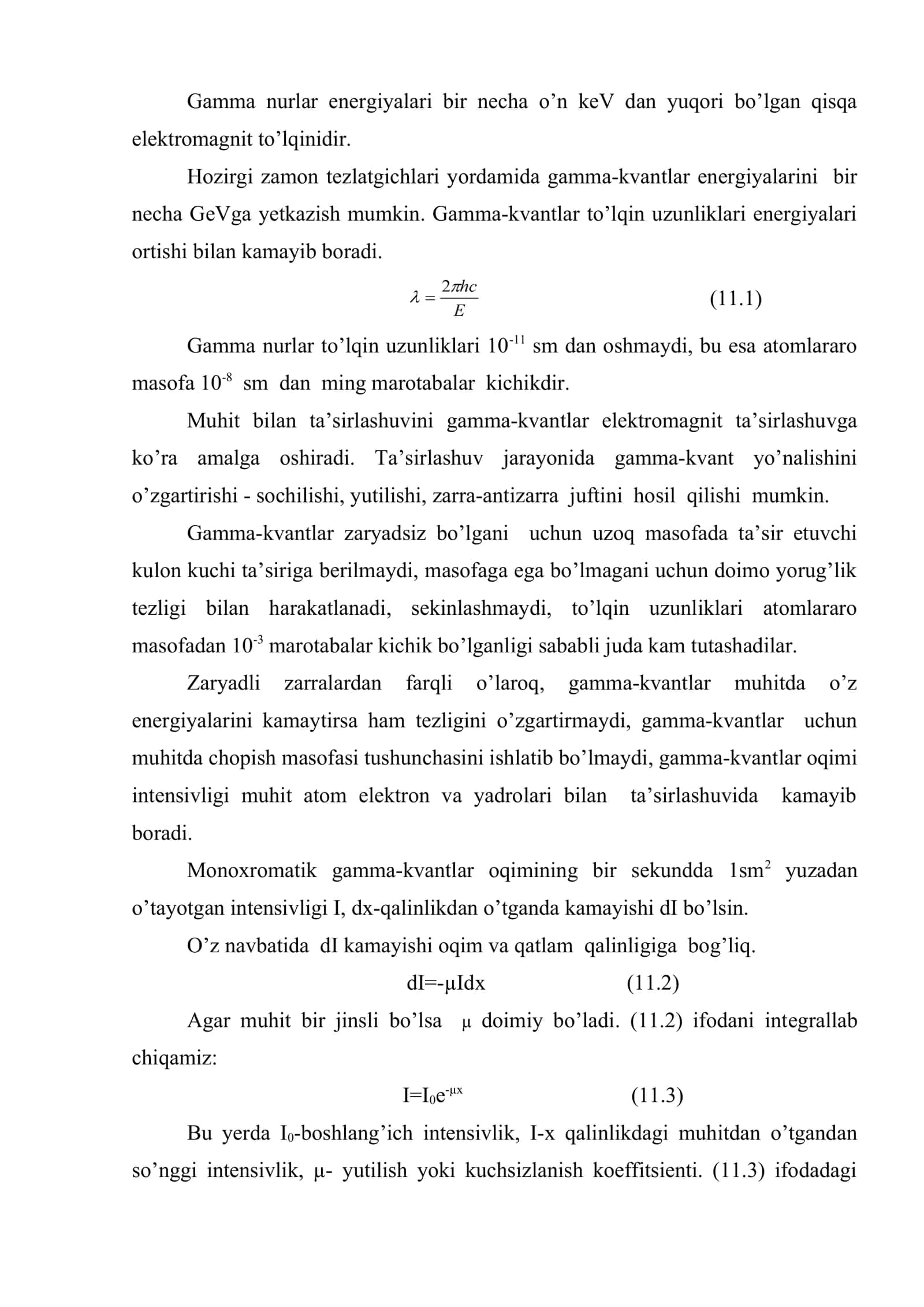 Gamma nurlarning muhitdan o’tishi 2
