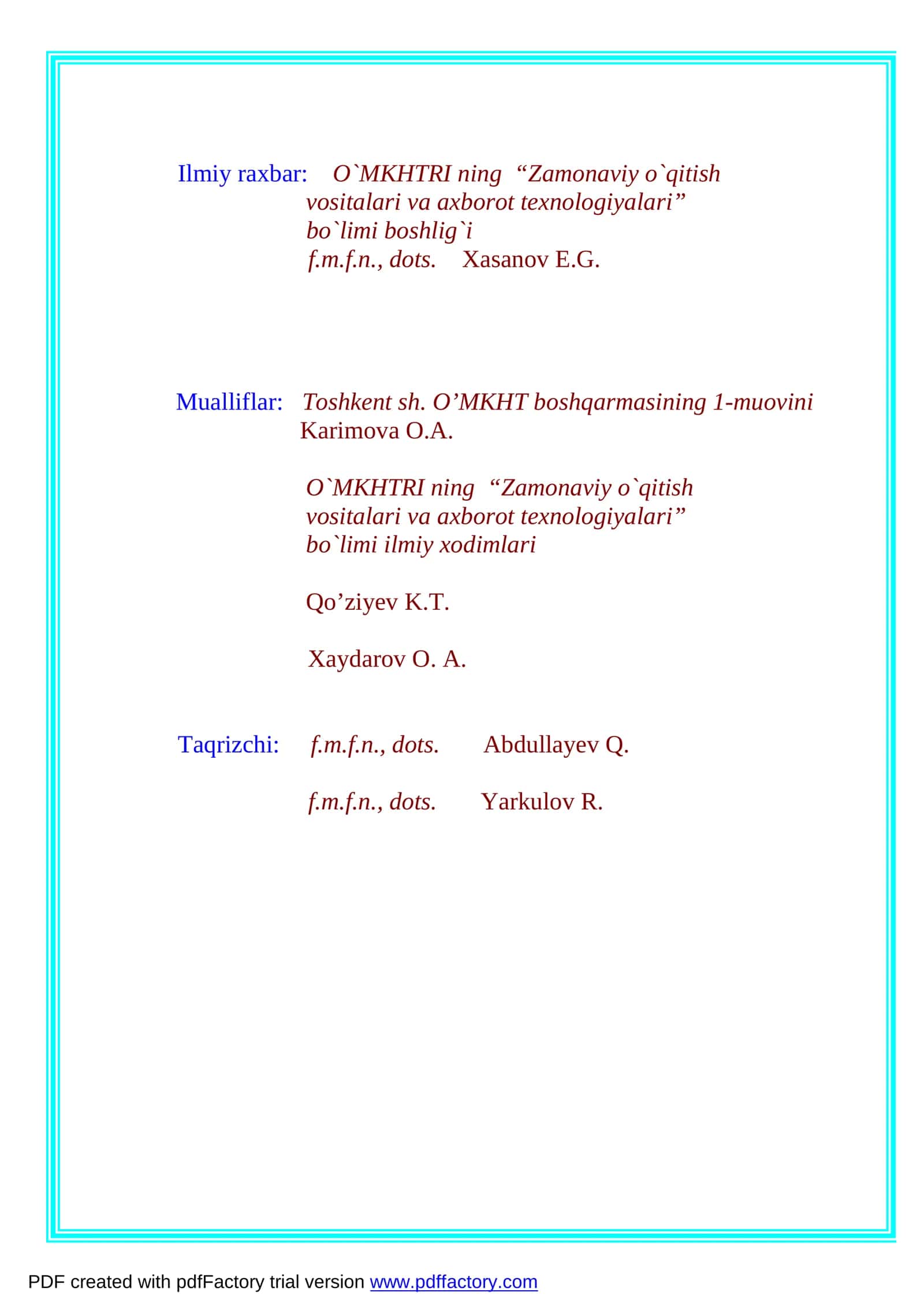 Matematikadan rangli o`quv – uslubiy ko`rgazmalar 2