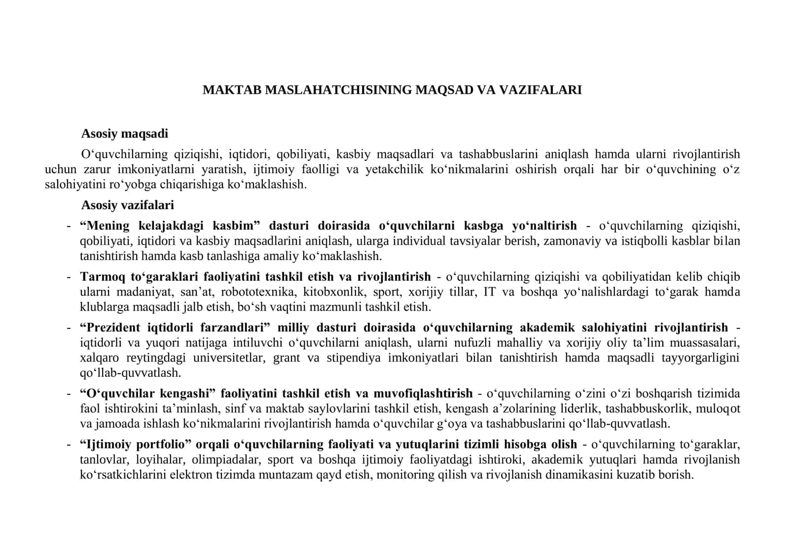 MAKTAB MASLAHATCHISI ISH REJA 2026-2027 O'QUV YILI UCHUN 2