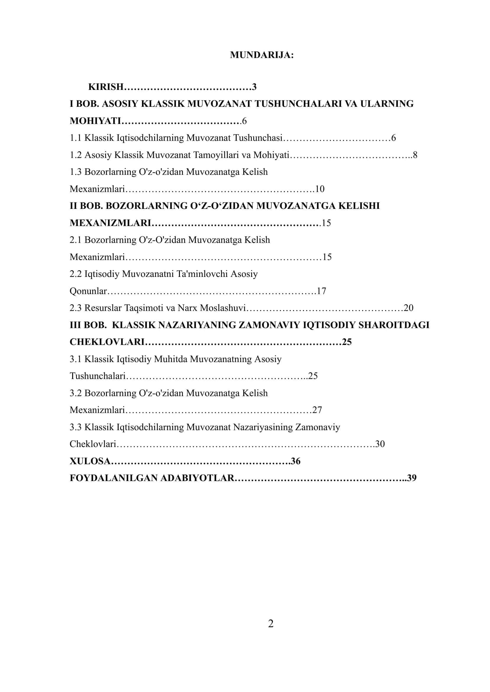 Klassik IQTISODCHILARNINGG IQTISODIY MUVOZANAT NAZARIYASI XUSUSIYATLARI 2