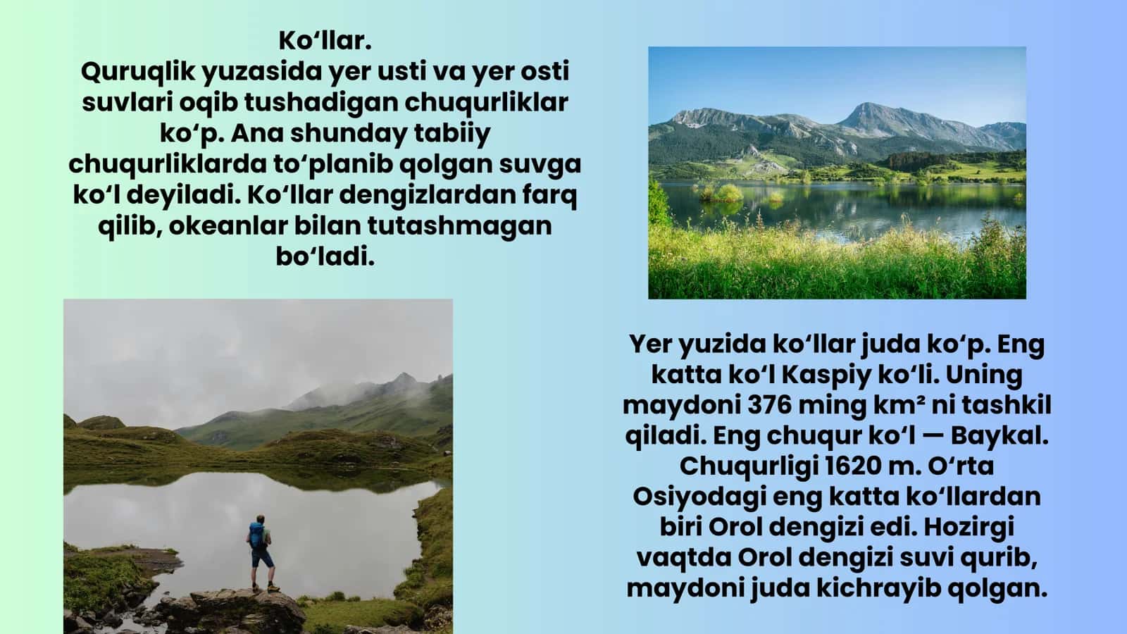 KO‘L VA MUZLIKLAR. YER OSTI SUVLARI By 2