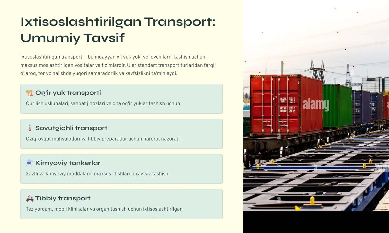 Transportning Ixtisoslashtirilgan va Noan'anaviy Turlari 2