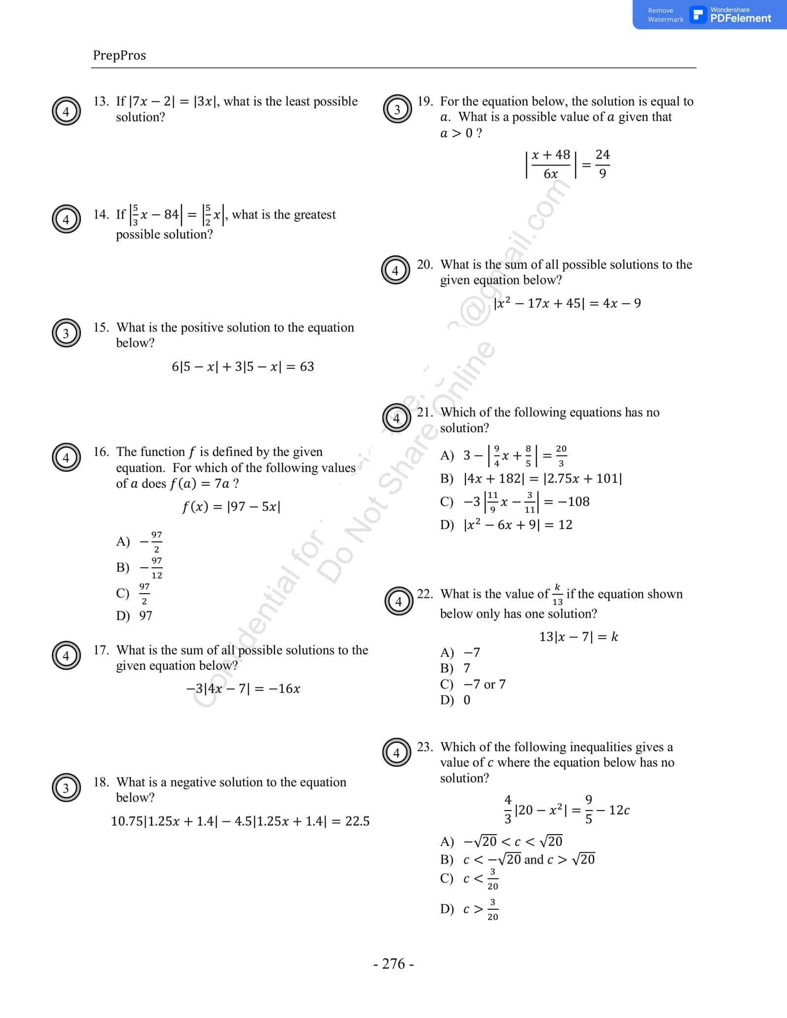 Absolute Value Practice 2
