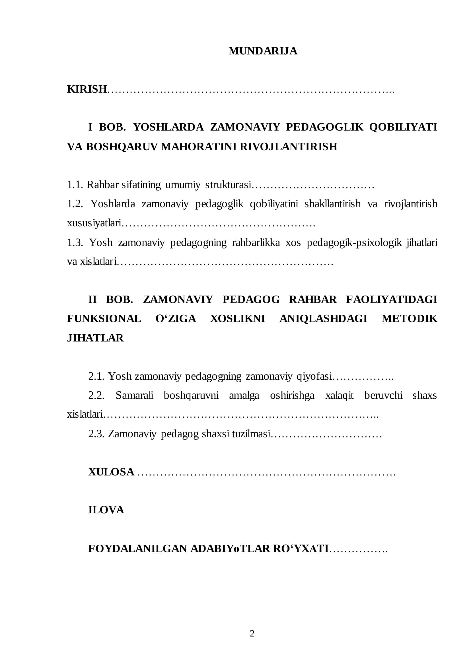 ZAMONAVIY PEDAGOG RAHBAR FAOLIYATIDAGI FUNKSIONAL O'ZIGA XOSLIKLAR 2