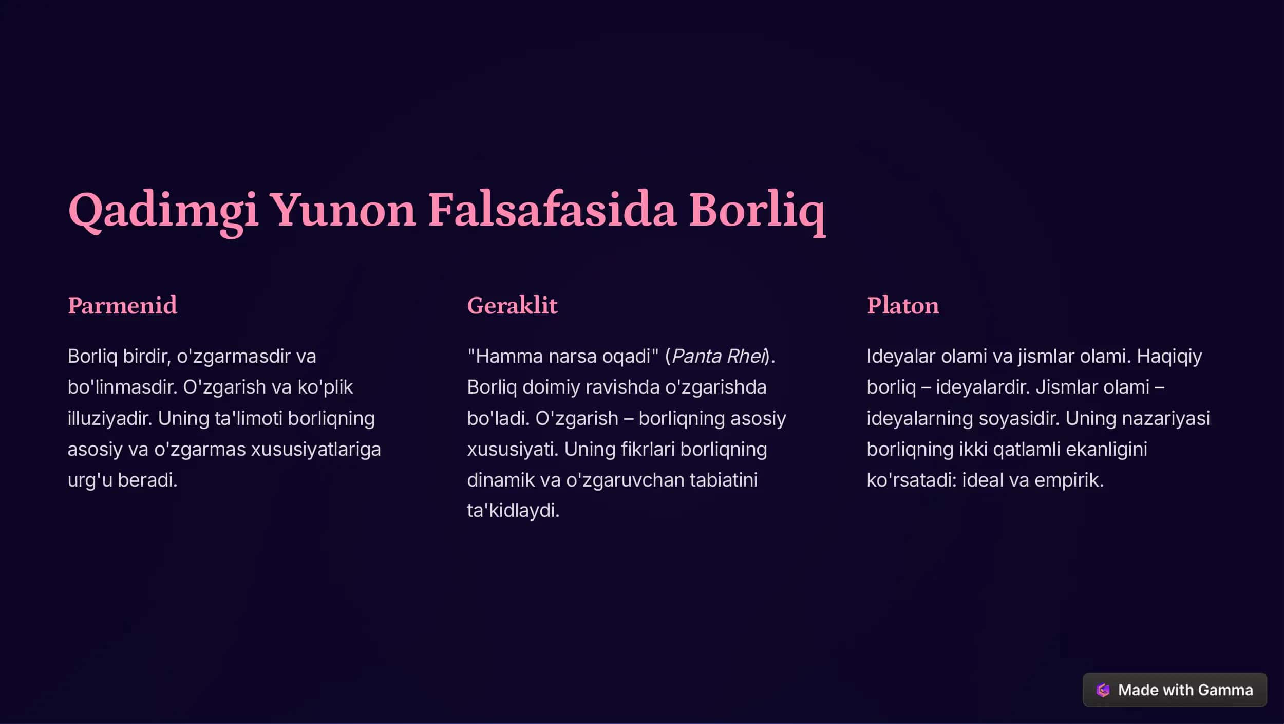 Ontologiya Falsafa Tarixida  Borliq Muammosi 2