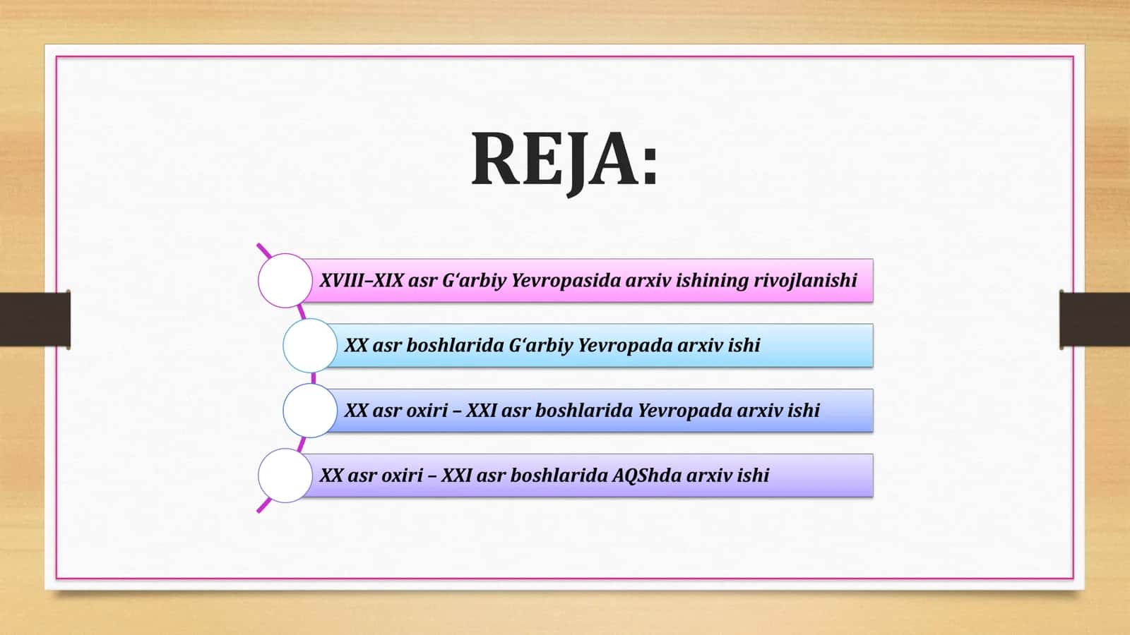 XVIII–XX ASR BOSHLARIDA G‘ARBIY YEVROPA MAMLAKATLARIDA ARXIV ISHI. XX ASR OXIRI –XXI ASR BOSHLARIDA YEVROPA VA AQSHDA ARXIV ISHI 2